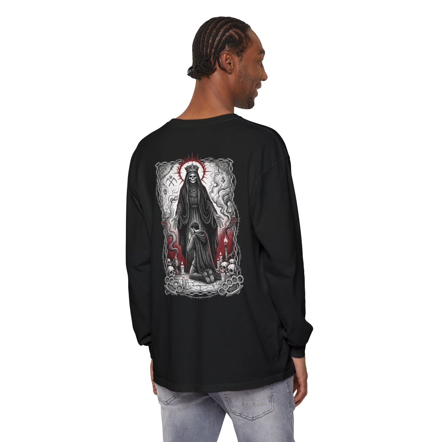 Printify Long-sleeve UltraMale Long Sleeve- Santa Muerte Long Sleeve Tee