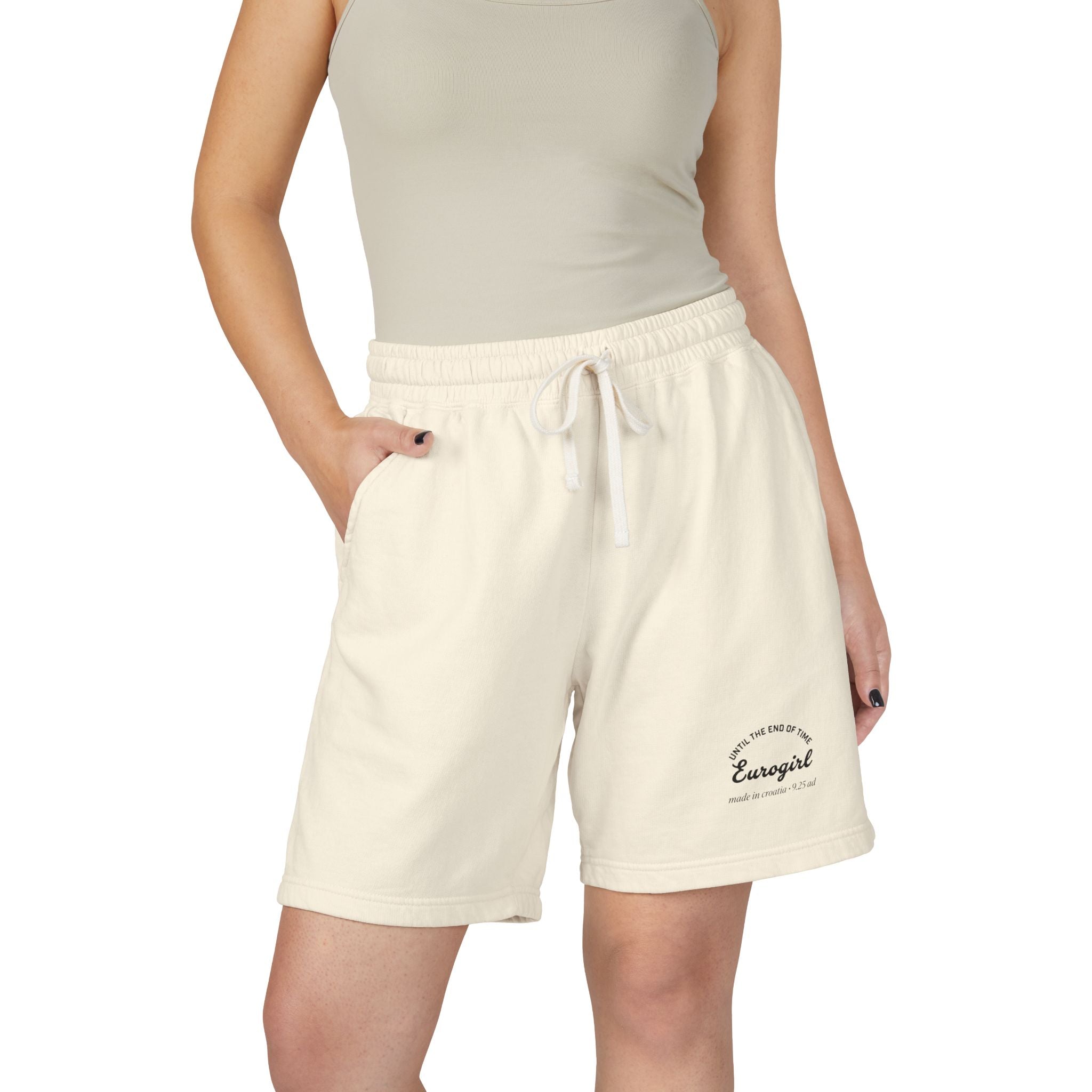 Lightweight Garment-Dyed Fleece Sweat Shorts — Eurogirl Logo