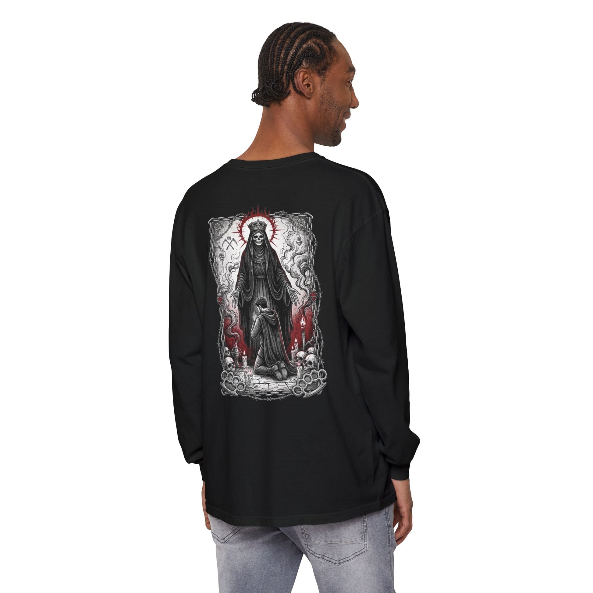 Printify Long-sleeve UltraMale Long Sleeve- Santa Muerte Long Sleeve Tee