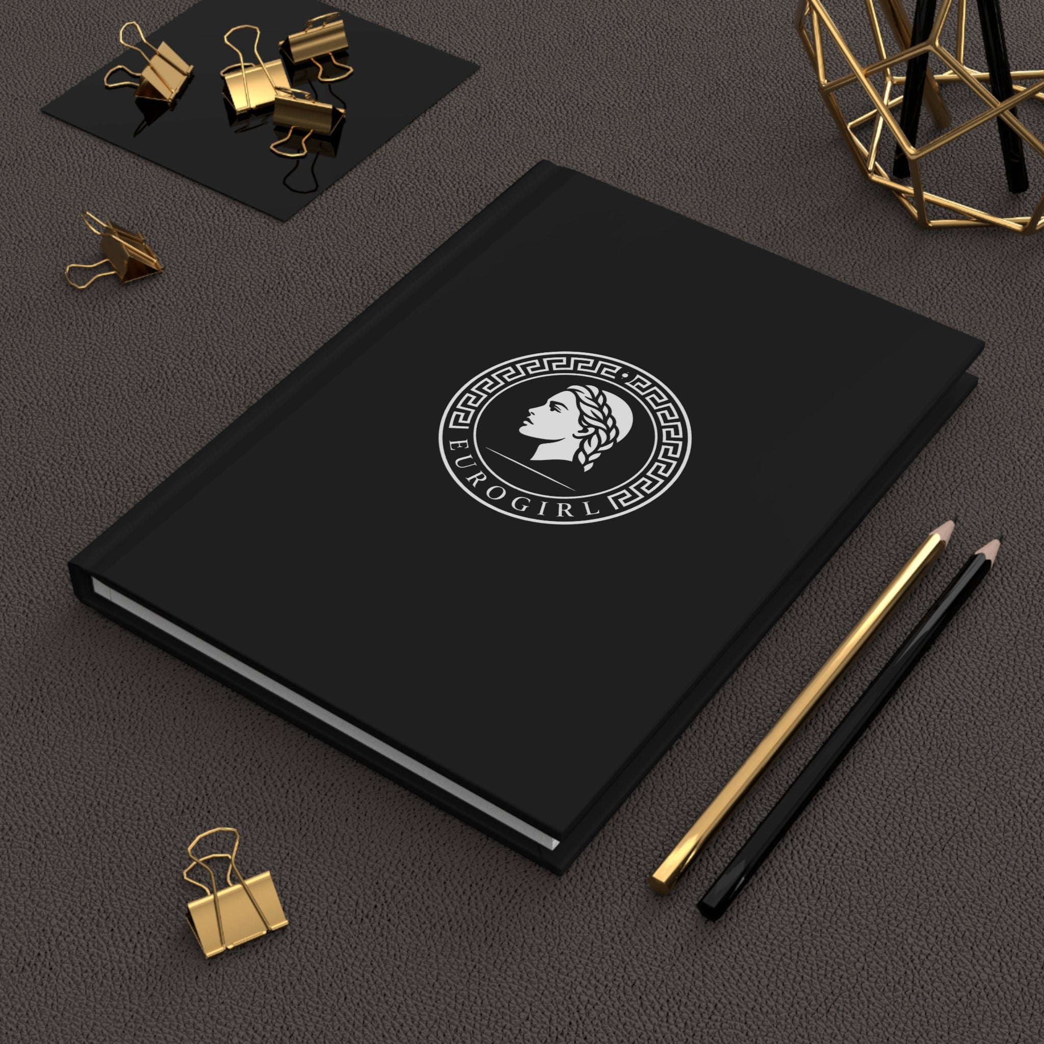 Eurogirl Logo Hardcover Journal — "Eurogirls Aren't Going Anywhere" Matte Black Notebook