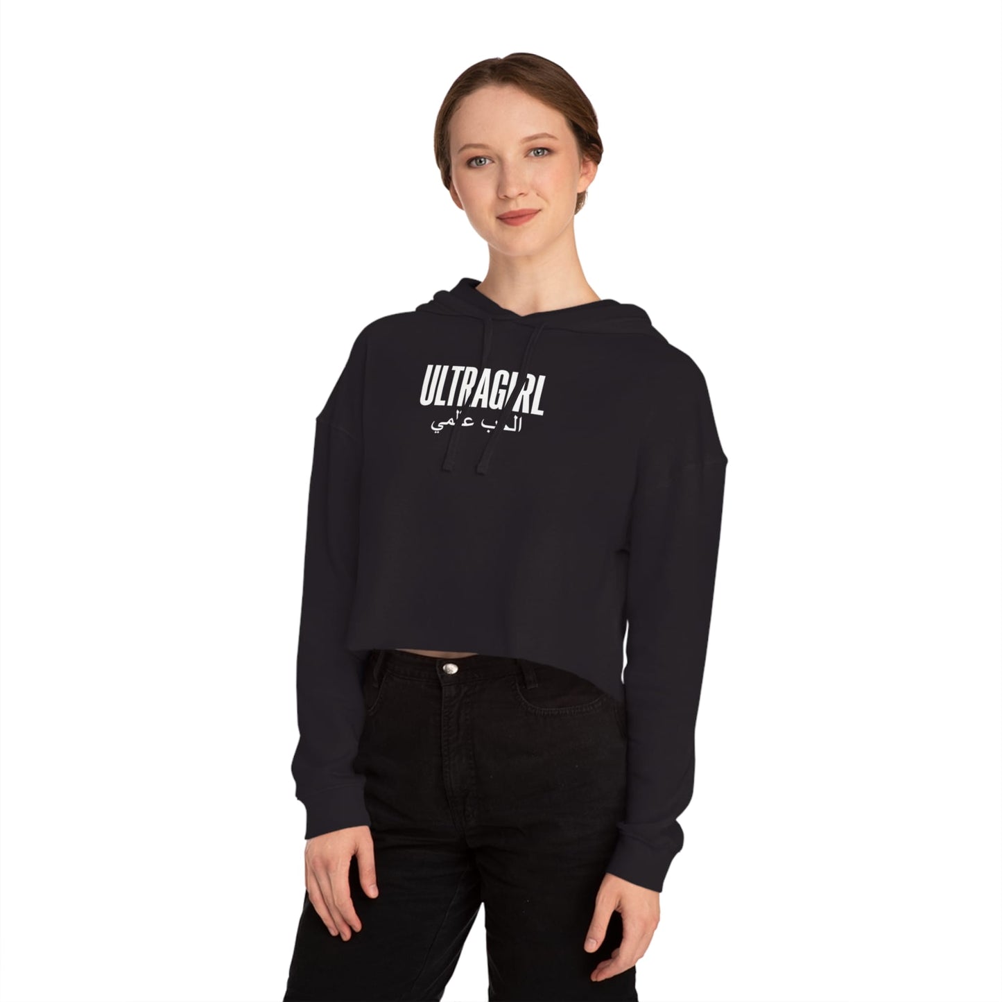Printify Hoodie Ultra girl Cropped Hoodie International Love