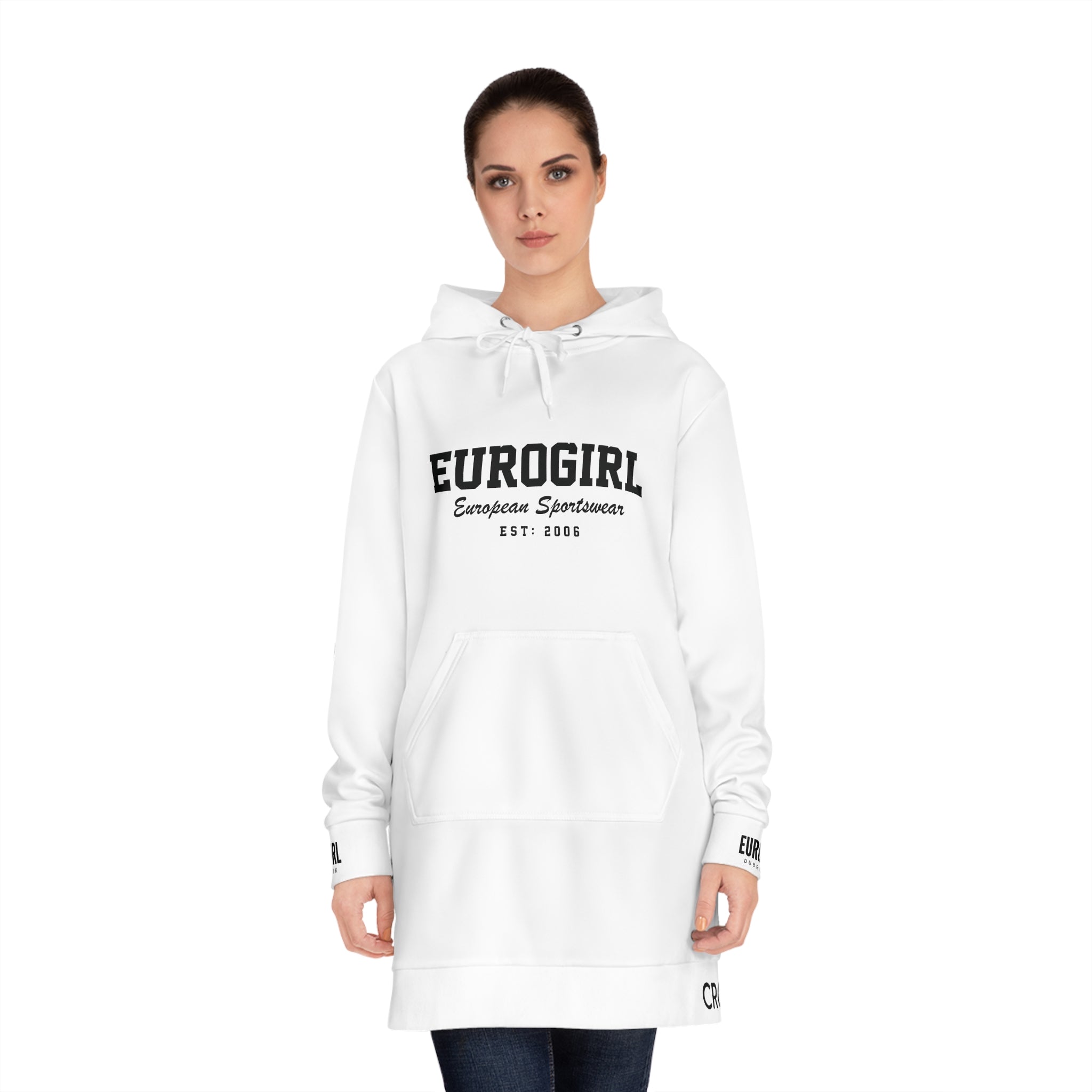 Eurogirl Hoodie Dress — 'EUROGIRL' Logo Long Pullover Dress
