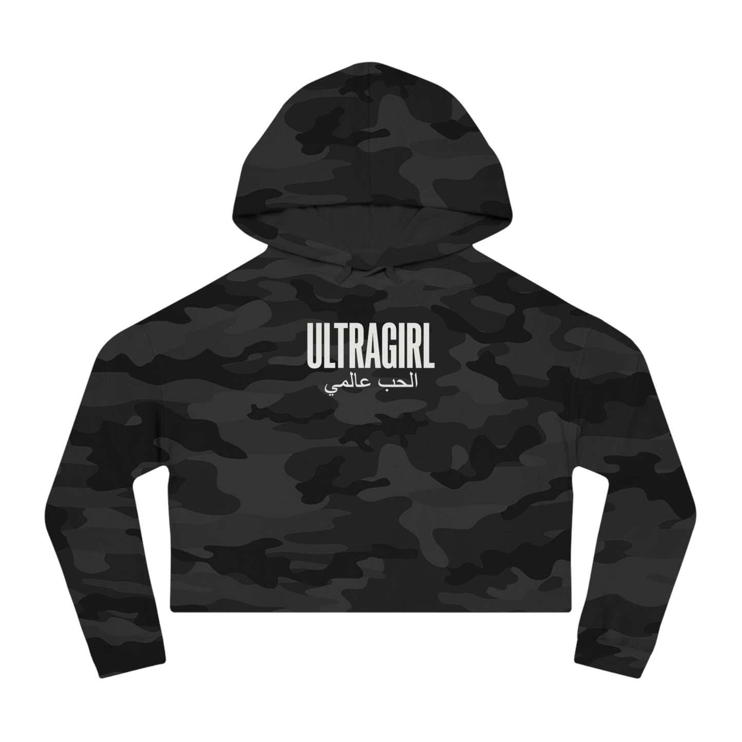 Printify Hoodie Black Camo / XS Ultra girl Cropped Hoodie International Love