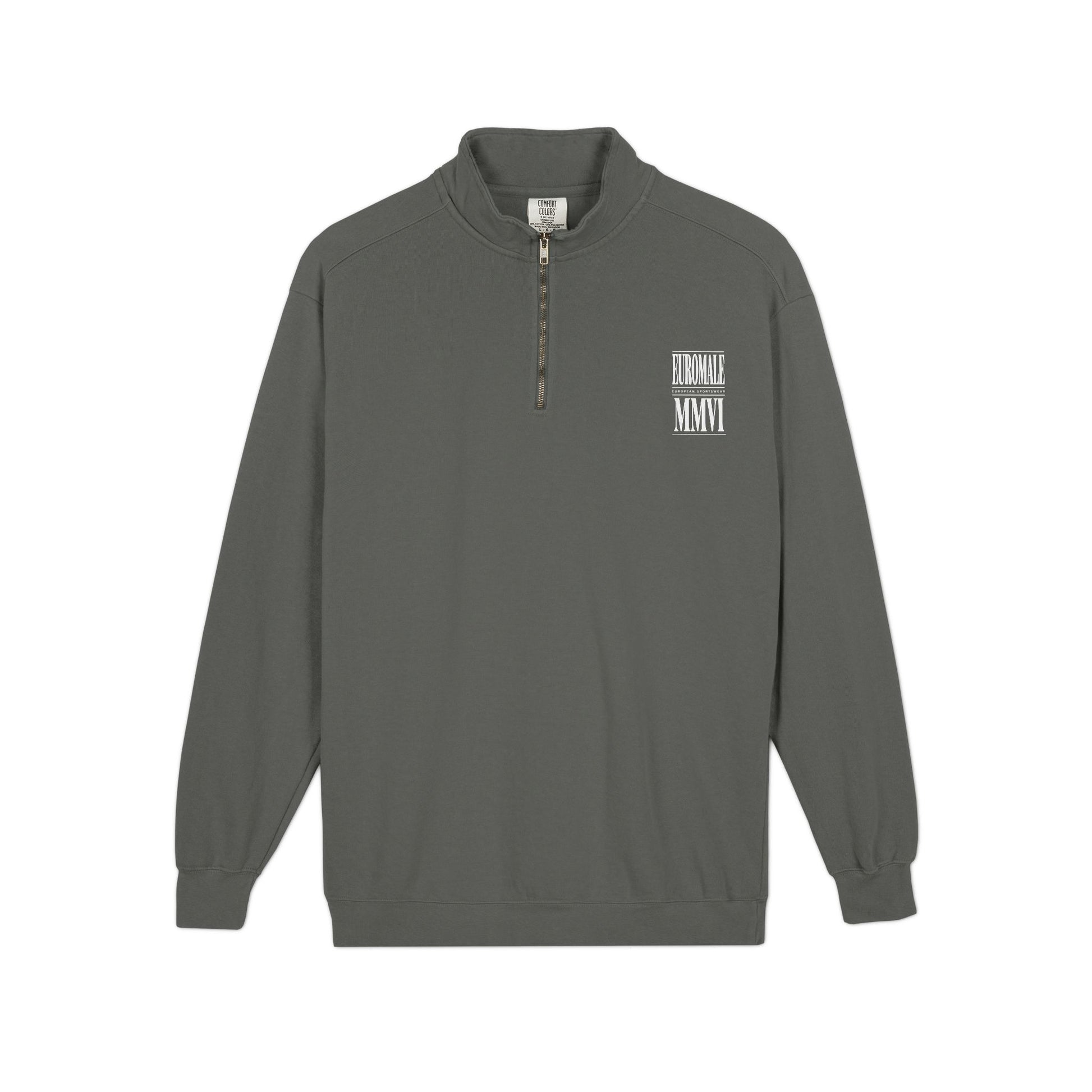 Printify Sweatshirt Quarter-Zip Sweatshirt — Minimal White Block Logo