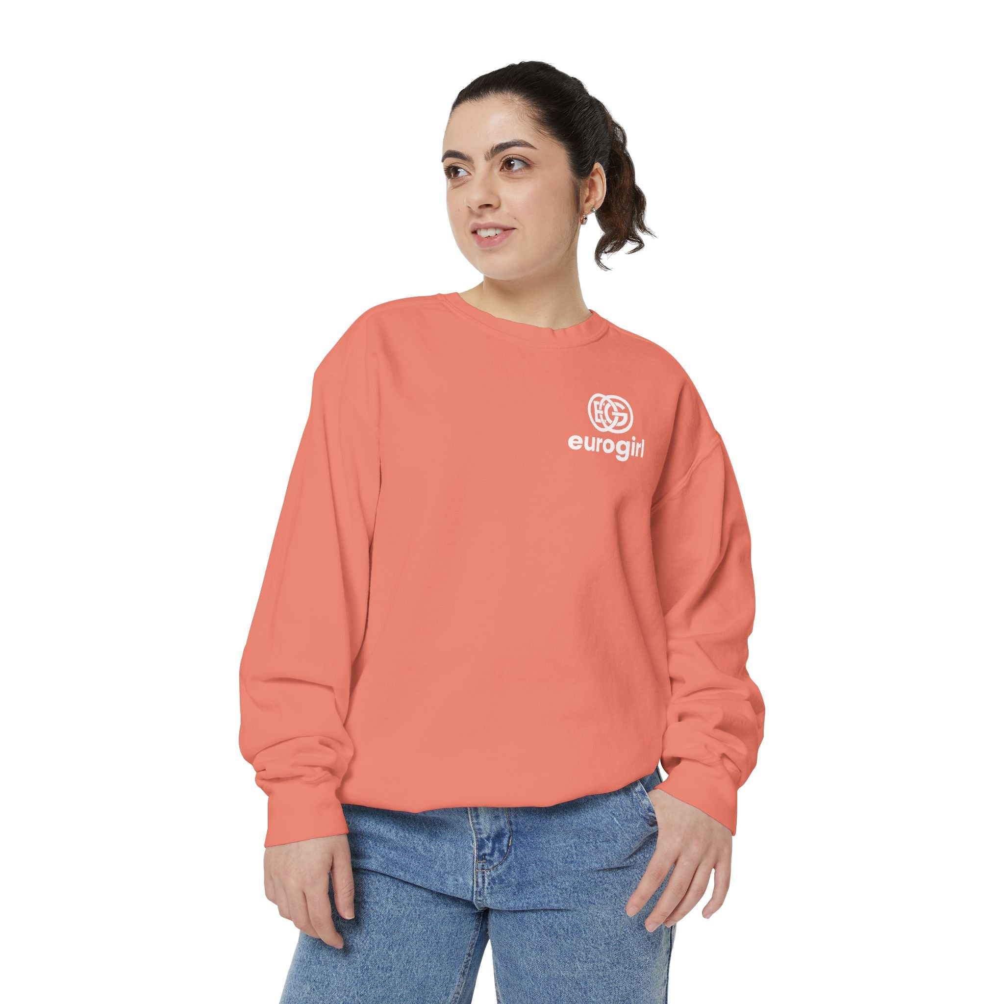 Eurogirl OG  Logo Sweatshirt — Garment-Dyed Coral Crewneck