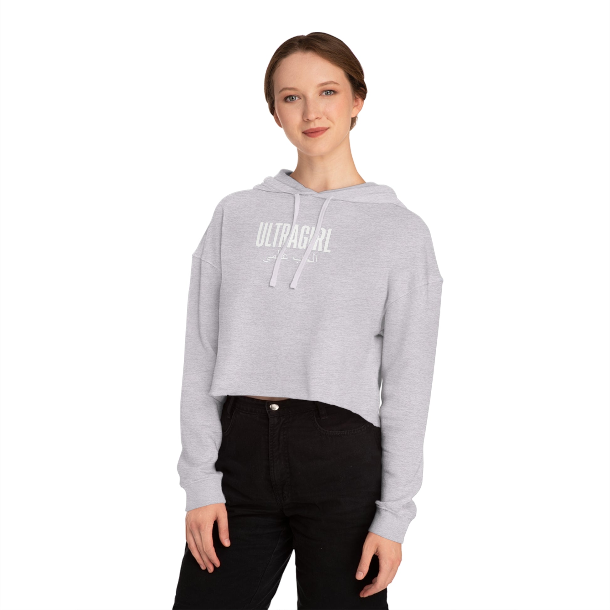 Printify Hoodie Ultra girl Cropped Hoodie International Love