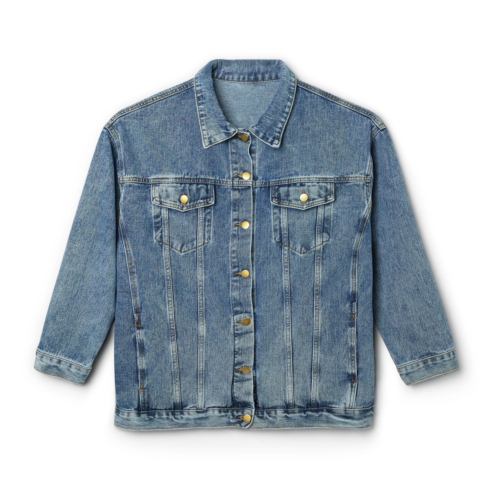 Embroidered Medusa Denim Jacket – Women's Vintage-Style Jean Jacket with Back Crest