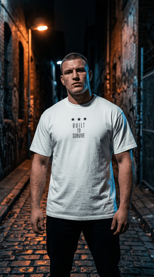 Printify T-Shirt White / S Built to Survive / EUROMALE Graphic T-Shirt — Military-Inspired Casual Tee