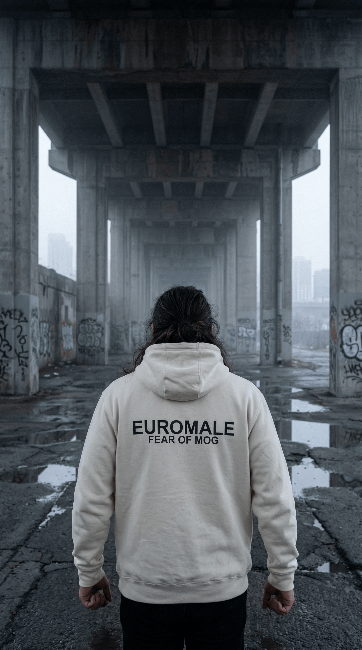 Printify Hoodie Euromale 'Fear of Mog' Hoodie – Minimal Graphic Fleece Pullover