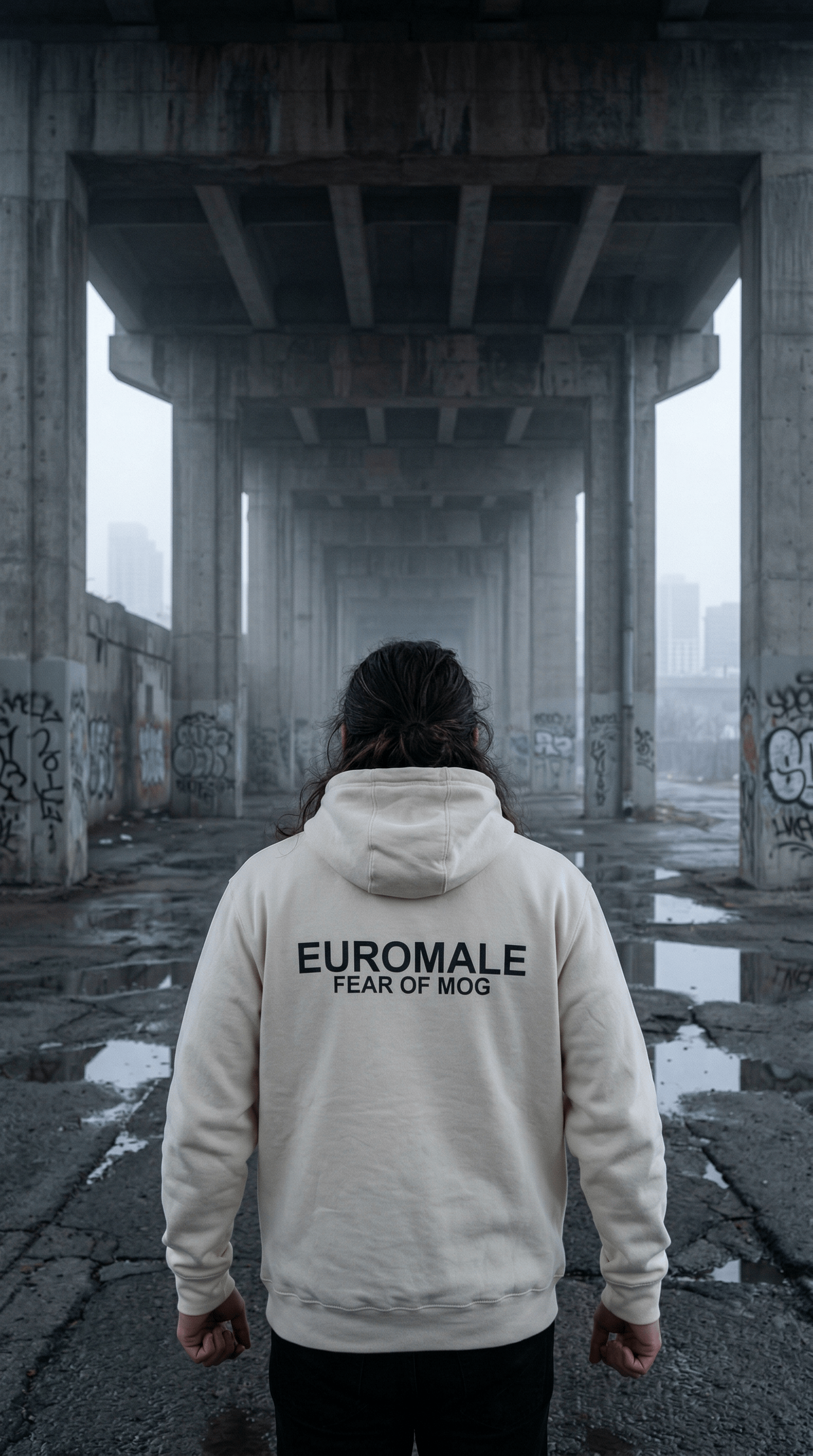 Printify Hoodie Euromale 'Fear of Mog' Hoodie – Minimal Graphic Fleece Pullover