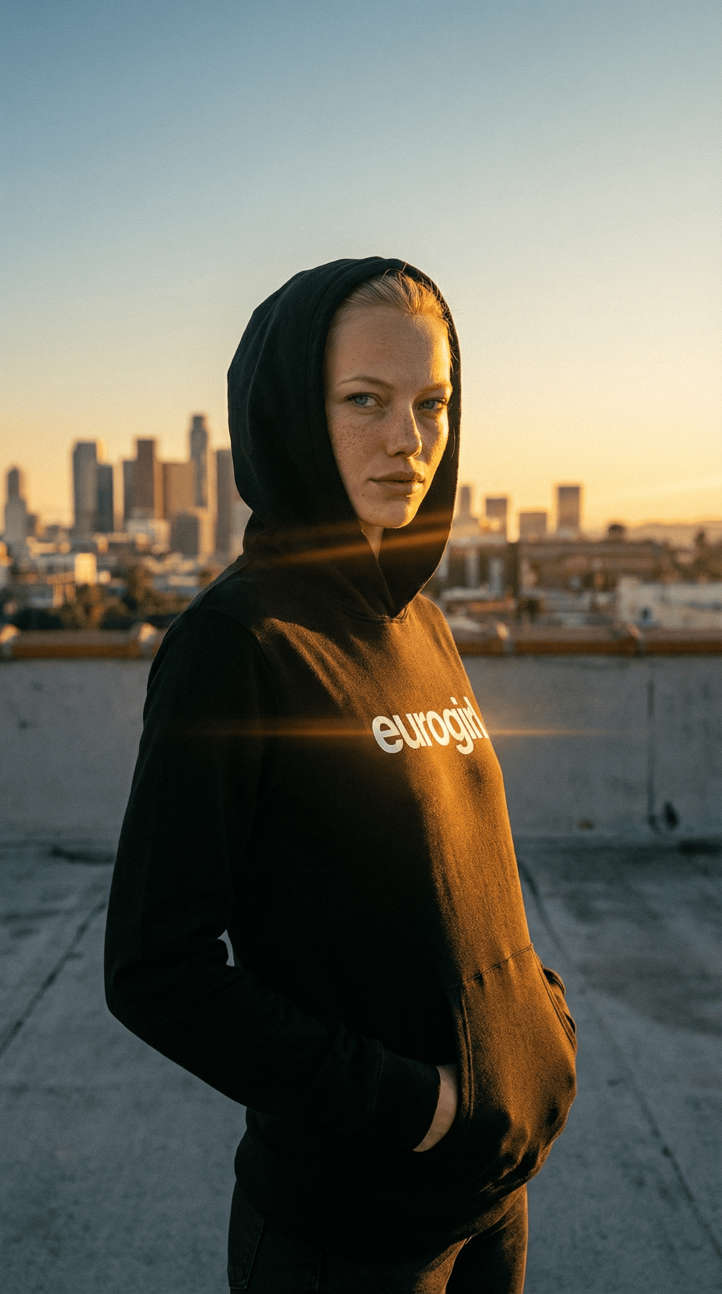 Printify Long-sleeve S / Black Euro Girl  Light Pullover