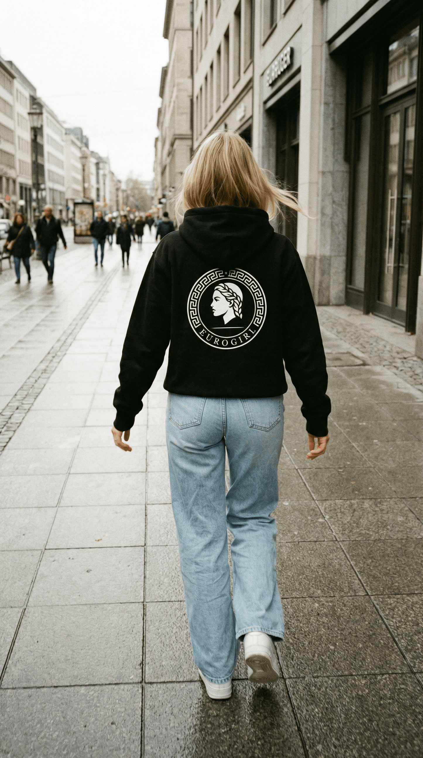 Printify Hoodie EuroGirl Black Champion Limited