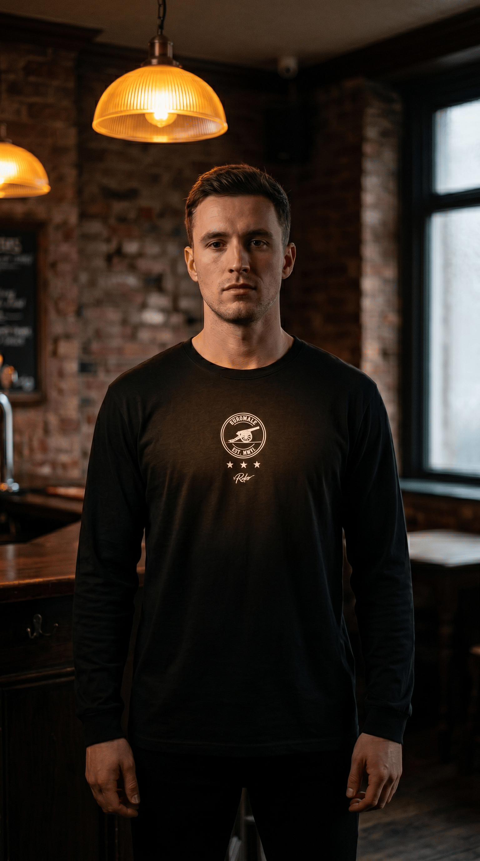 Printify Long-sleeve Black / S Euro Male Heritage Division Long Sleeve Tee