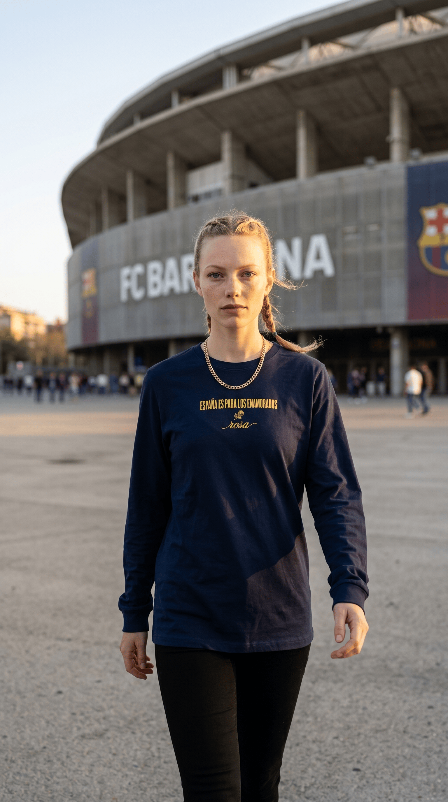 Printify Long-sleeve Euro Girl Barcelona Catalunya Rosa Long Sleeve Tee