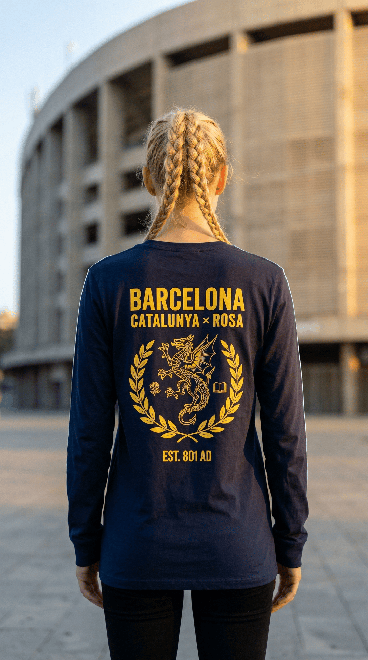 Printify Long-sleeve Euro Girl Barcelona Catalunya Rosa Long Sleeve Tee