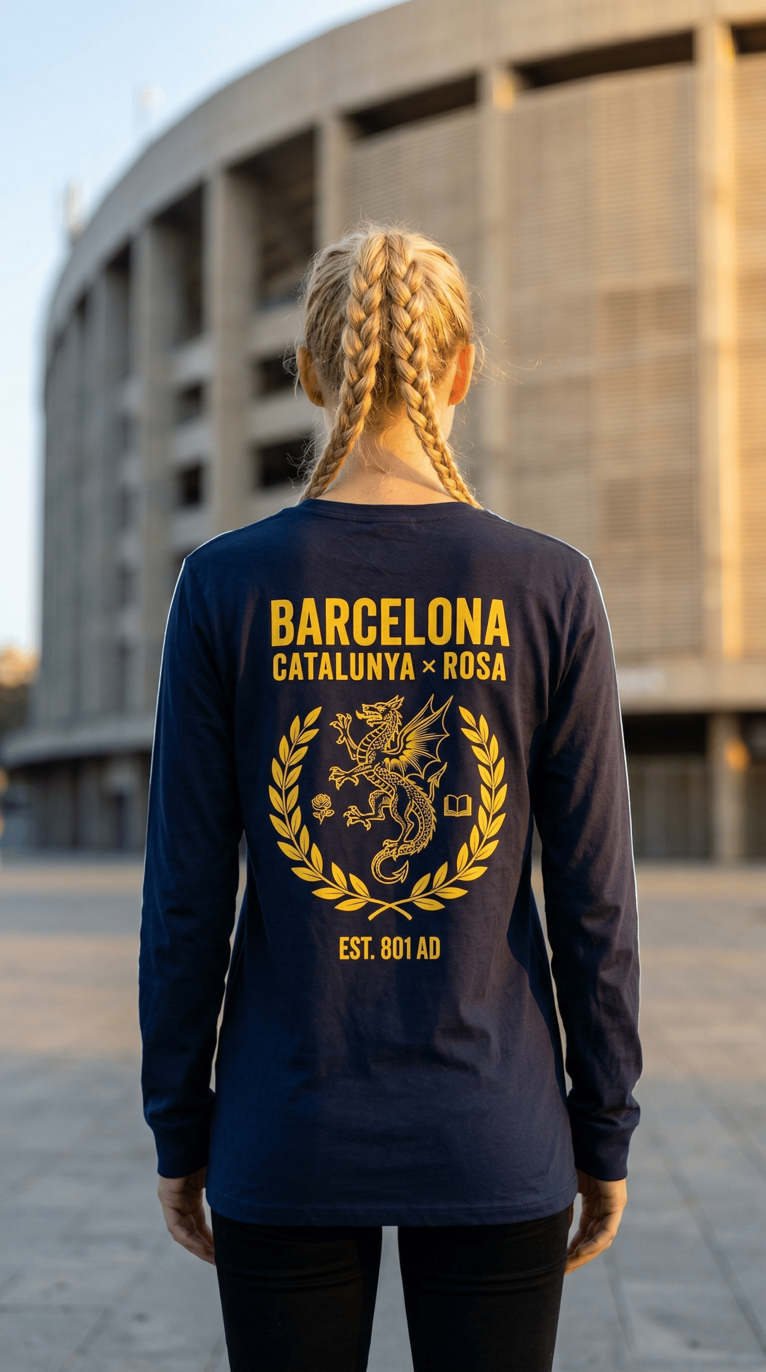 Printify Long-sleeve Euro Girl Barcelona Catalunya Rosa Long Sleeve Tee