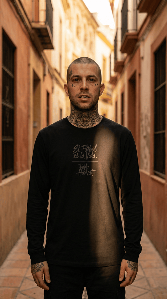 Printify Long-sleeve XS / Black Euro Male - Sevilla Gran Peñu Long Sleeve Tee — "El fútbol es la vida"