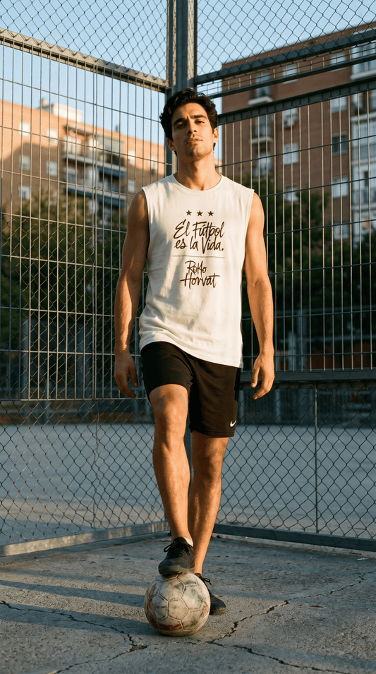 Printify Tank Top S / White Euro Male - El Fútbol Es La Vida Muscle Tank
