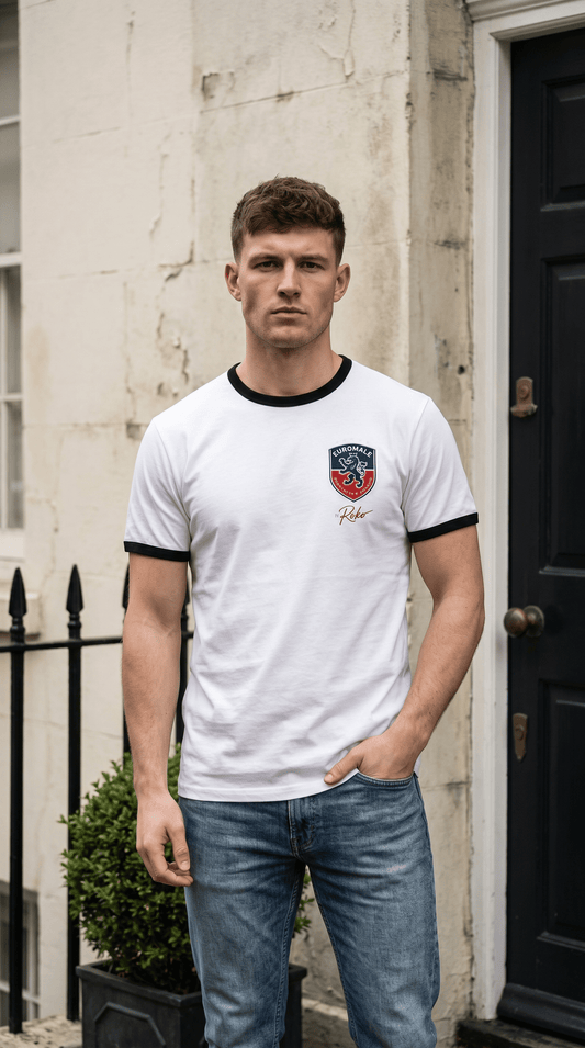 Printify T-Shirt White/Black / XS Euro Male England Ringer Tee