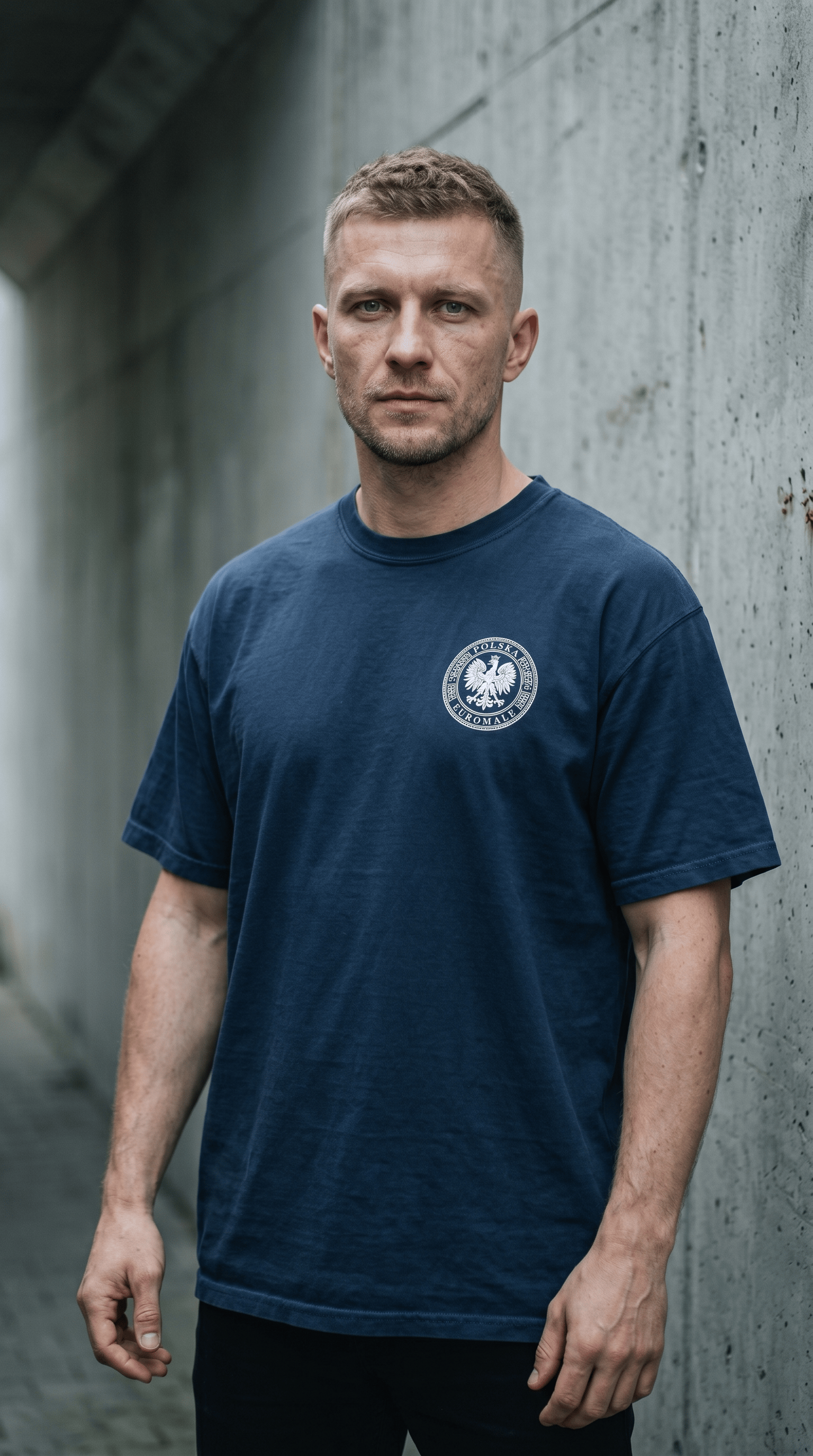 Printify T-Shirt True Navy / S EuroMale - Polska Eagle Crest Tee