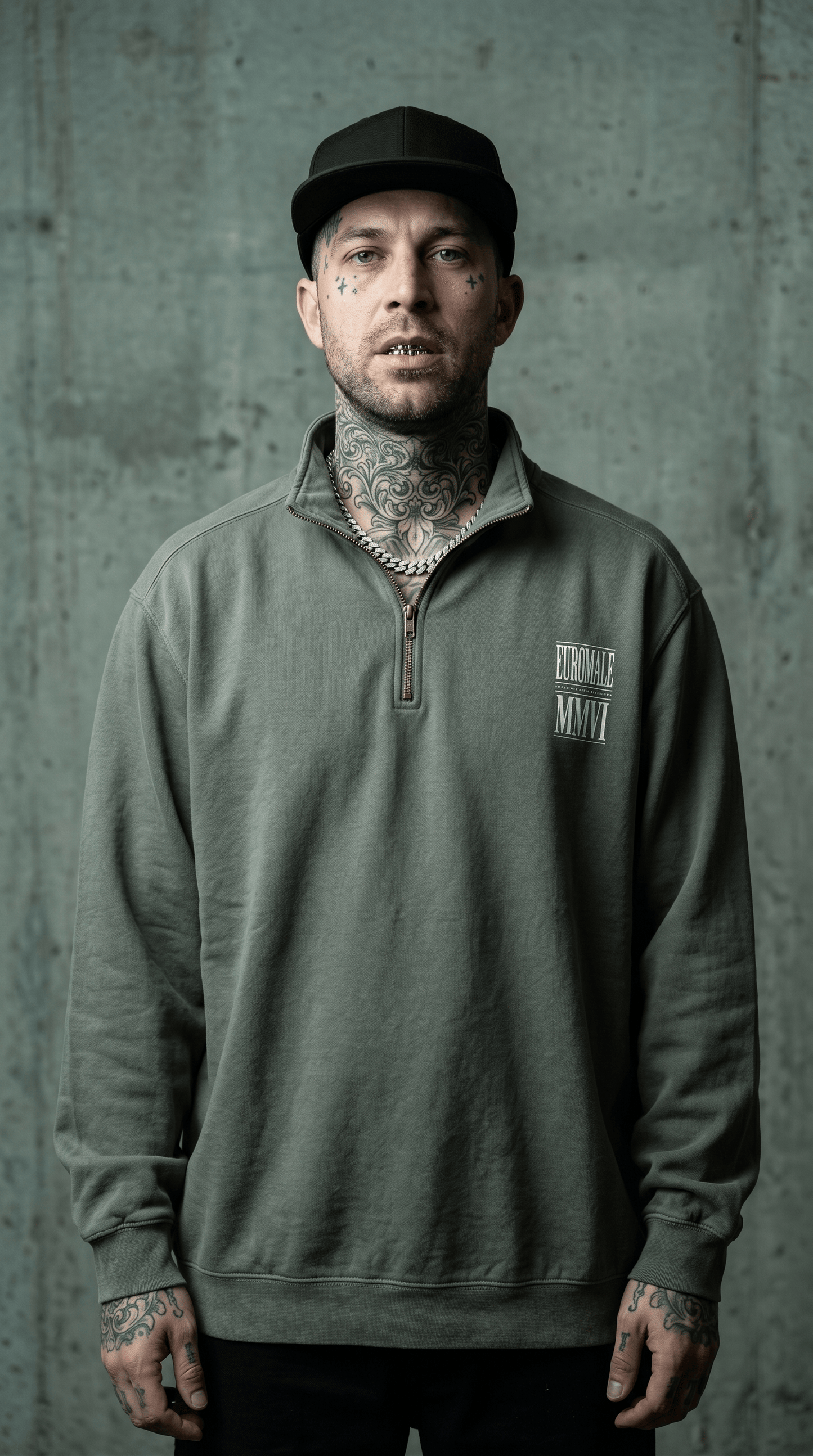 Printify Sweatshirt S / Pepper Quarter-Zip Sweatshirt — Minimal White Block Logo