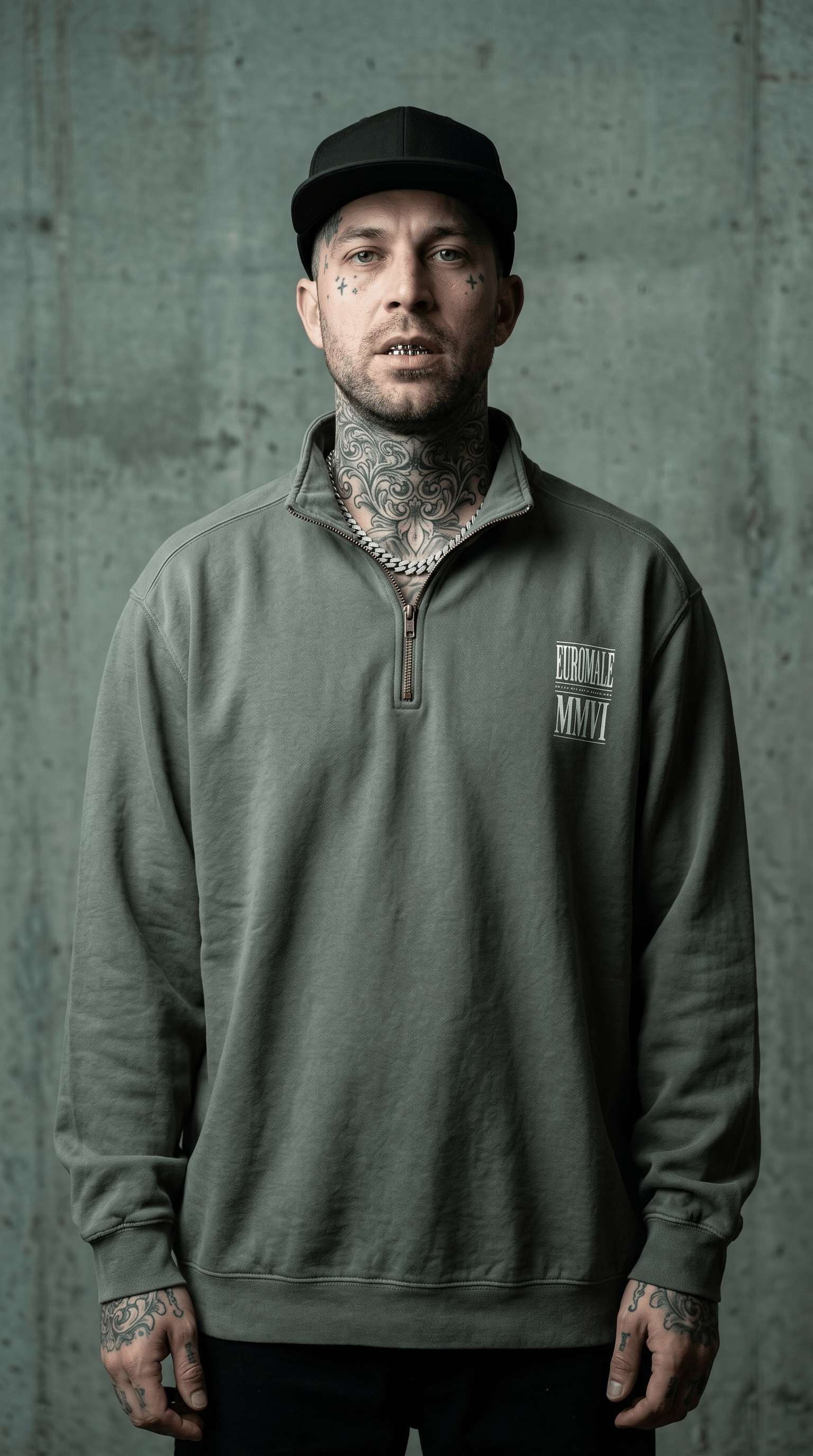 Printify Sweatshirt S / Pepper Quarter-Zip Sweatshirt — Minimal White Block Logo