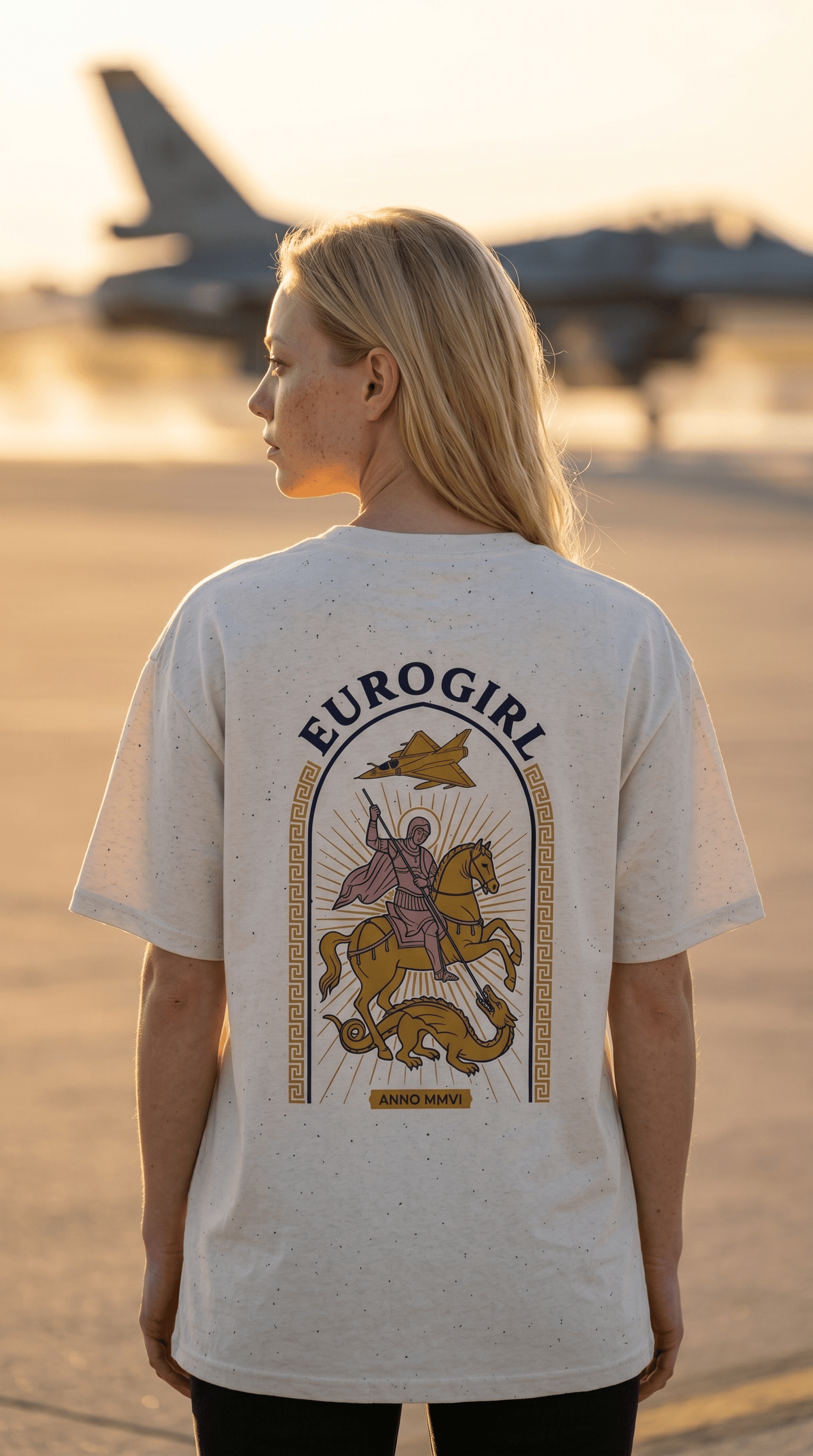 Printify T-Shirt Euro Girl St. George Byzantine Oversized Tee