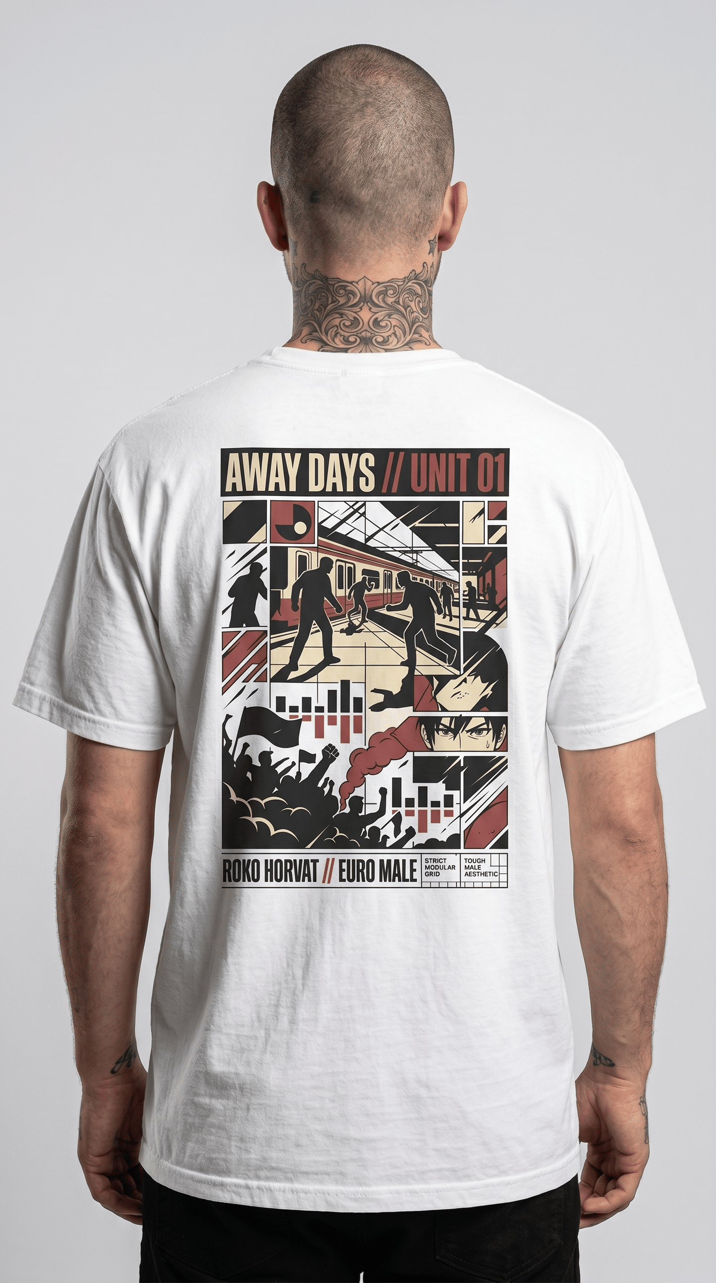 Printify T-Shirt Euro Male Away Days Graphic T-Shirt — "Away Days // Unit 01"