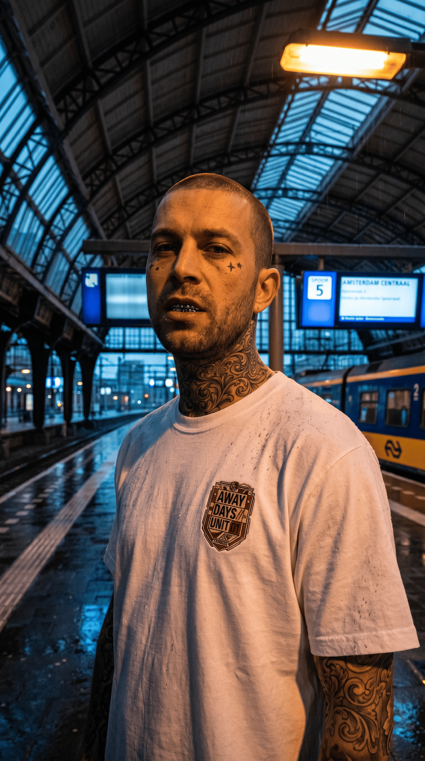 Printify T-Shirt White / S Euro Male Away Days Graphic T-Shirt — "Away Days // Unit 01"