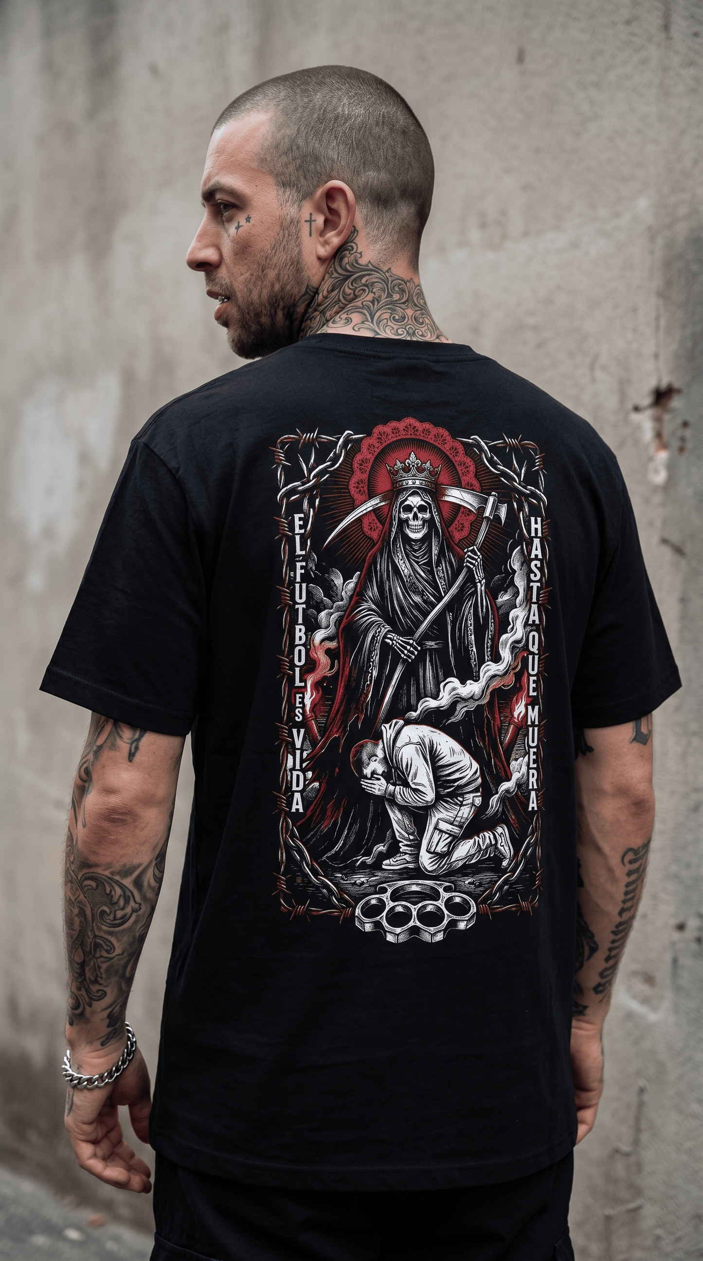 Printify T-Shirt Ultra Male Grim Reaper Back-Print T-Shirt — 'Hasta Que Muera' Gothic Graphic Tee