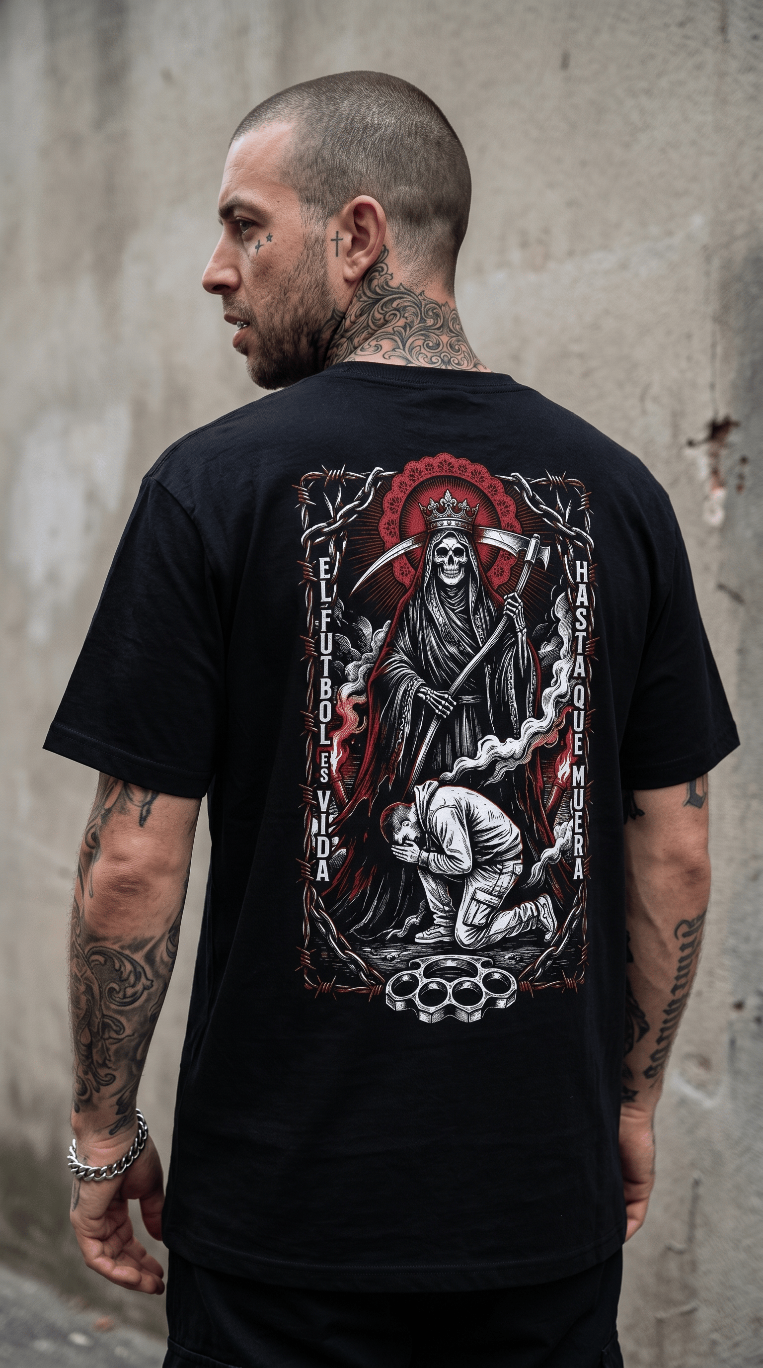 Printify T-Shirt Ultra Male Grim Reaper Back-Print T-Shirt — 'Hasta Que Muera' Gothic Graphic Tee