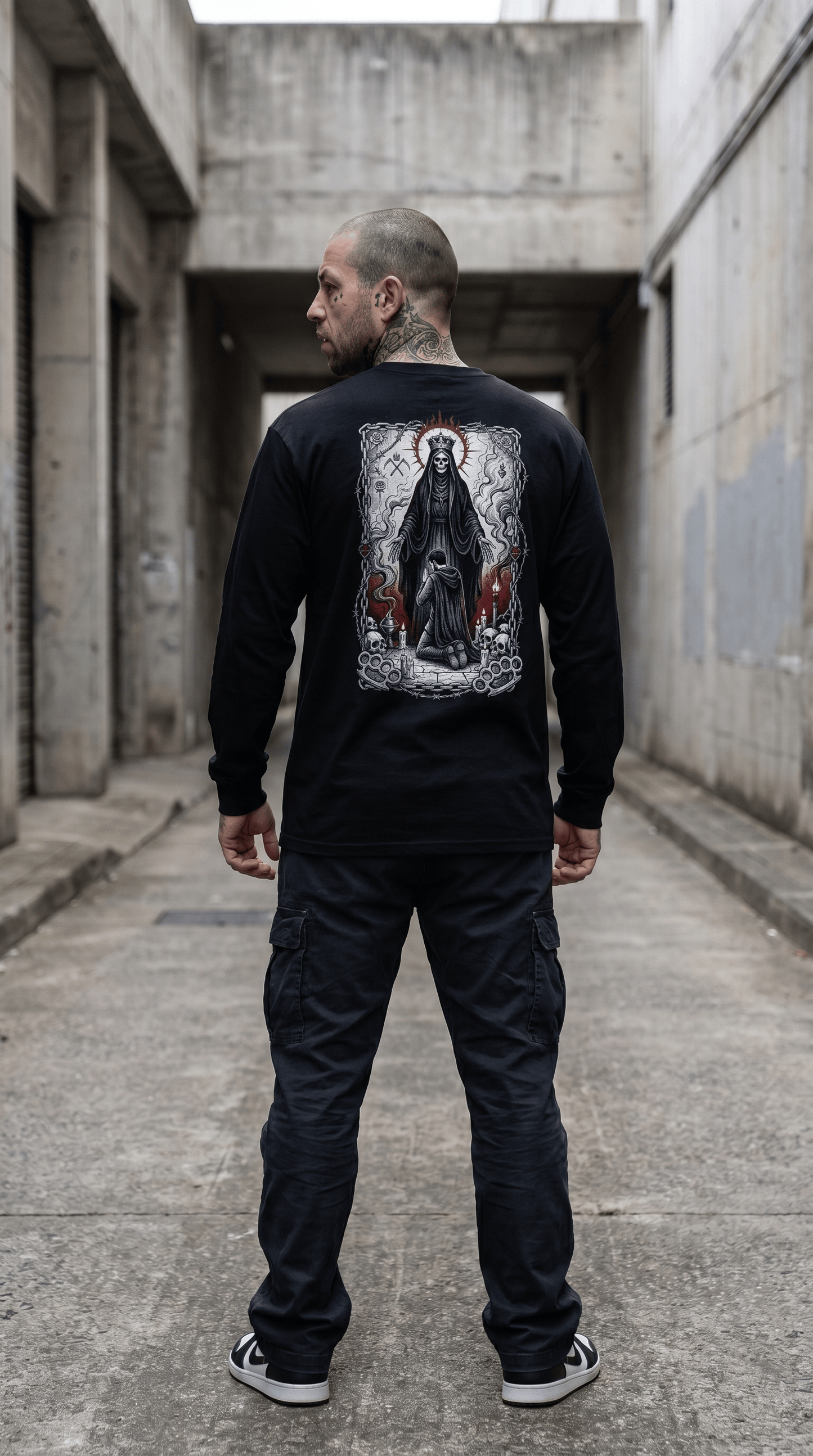 Printify Long-sleeve UltraMale Long Sleeve- Santa Muerte Long Sleeve Tee