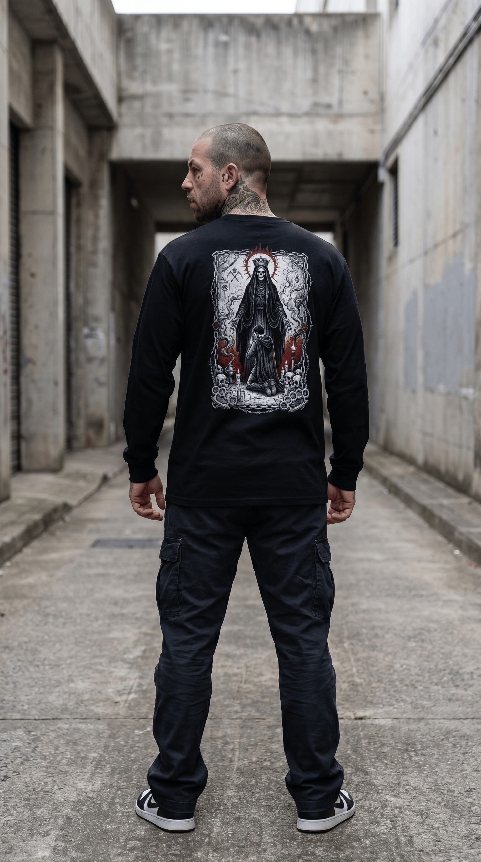 Printify Long-sleeve UltraMale Long Sleeve- Santa Muerte Long Sleeve Tee