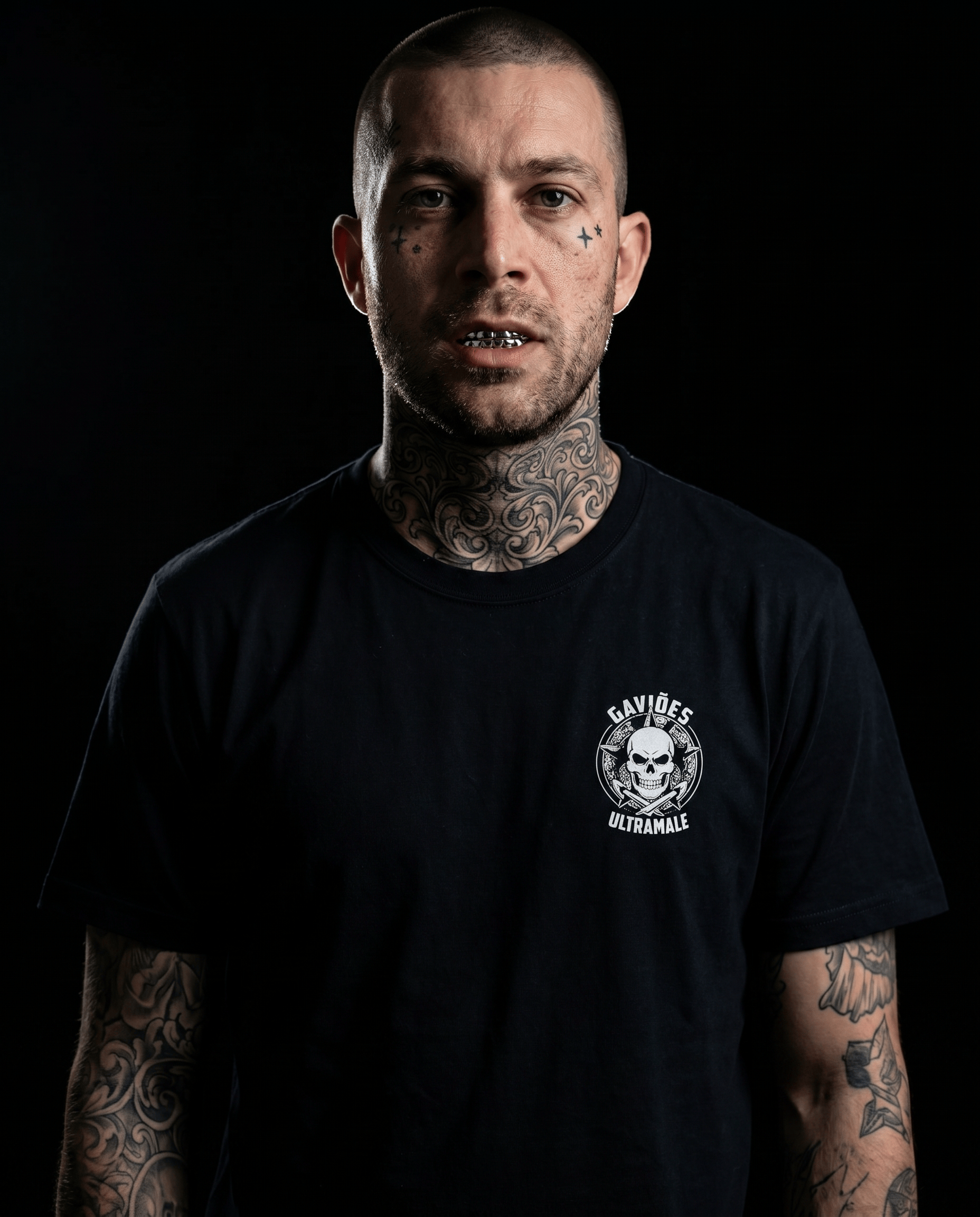Printify T-Shirt UltraMale - Gaviões Ultramale Skull Crew Tee — Brazilian Football