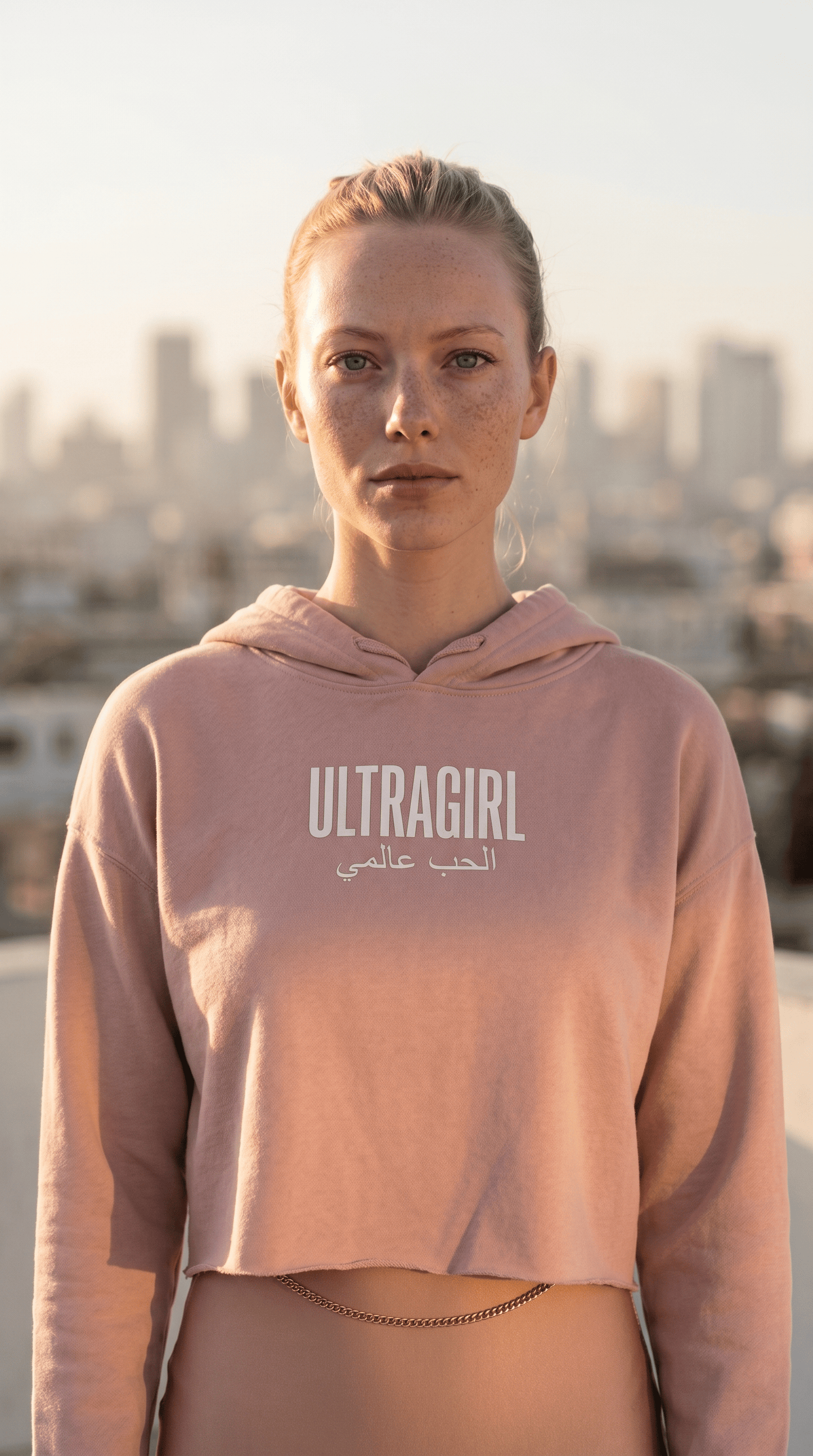 Printify Hoodie Blush / XS Ultra girl Cropped Hoodie International Love