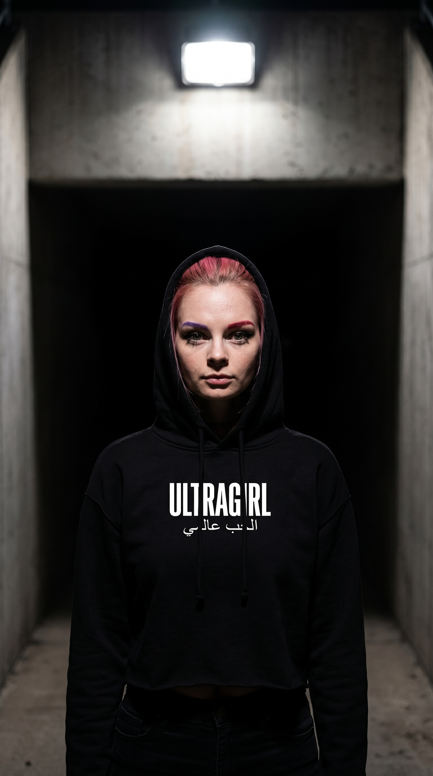Printify Hoodie Black / XS Ultra girl Cropped Hoodie International Love
