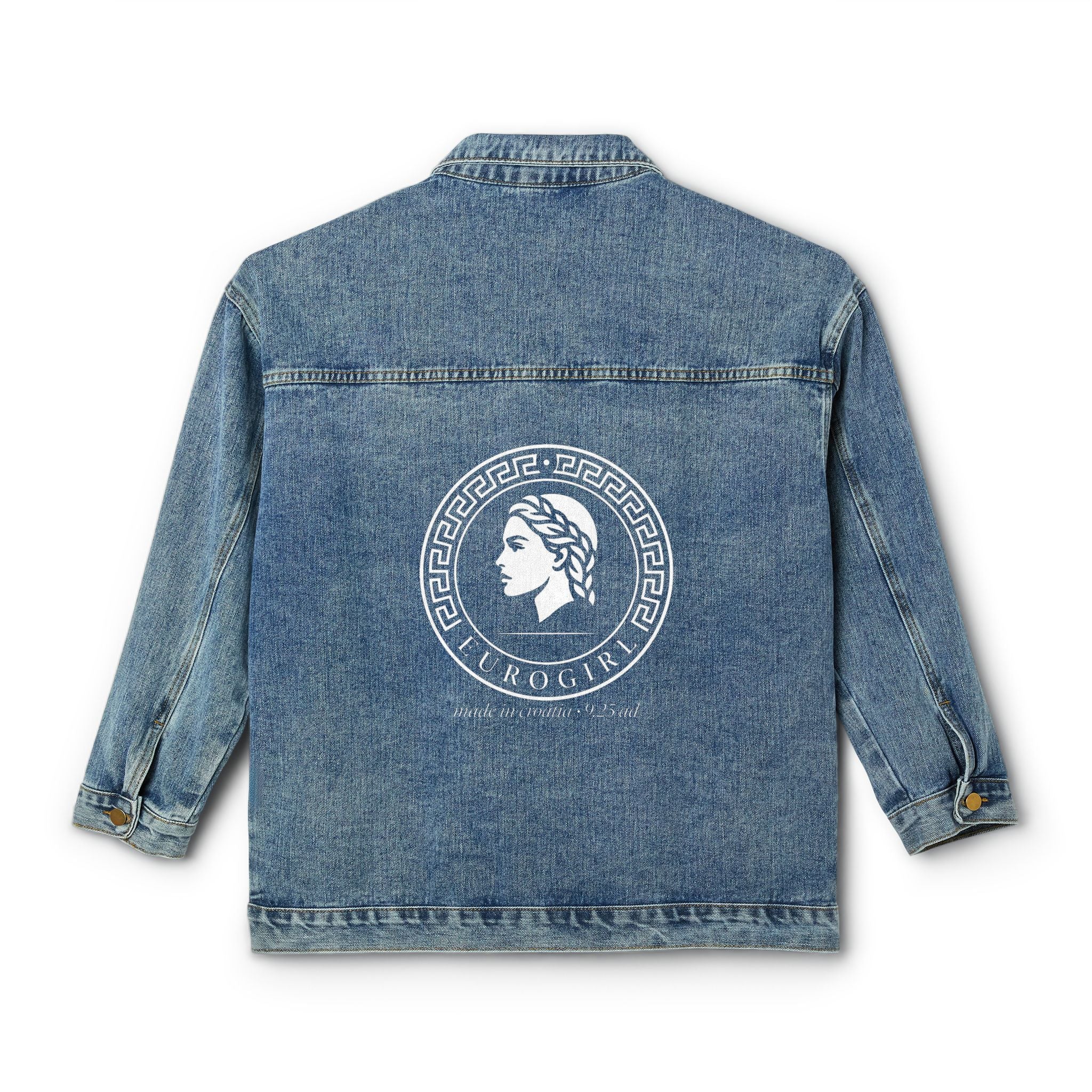 Embroidered Medusa Denim Jacket – Women's Vintage-Style Jean Jacket with Back Crest