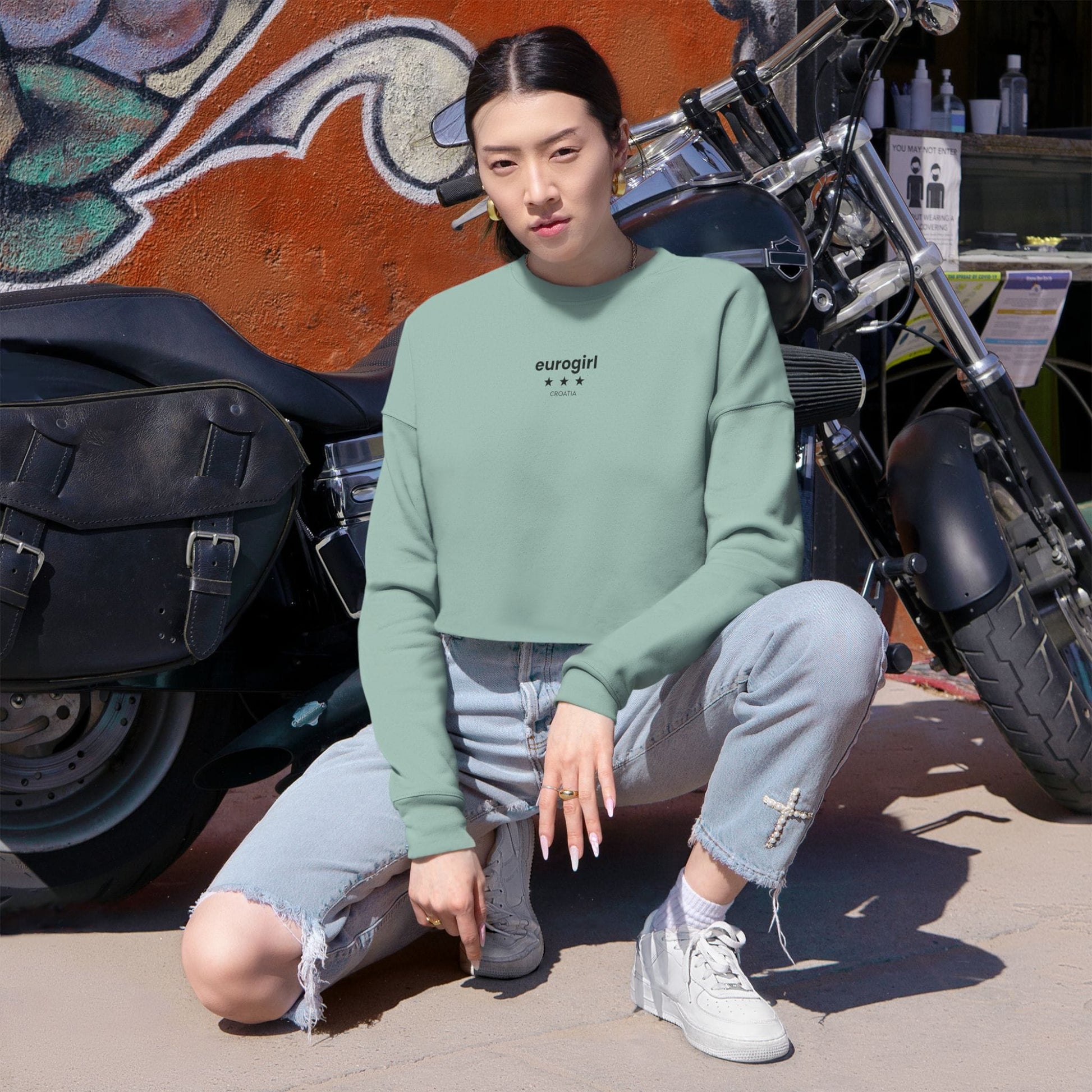 Printify Sweatshirt EuroGirl Stars and Thorns Crop