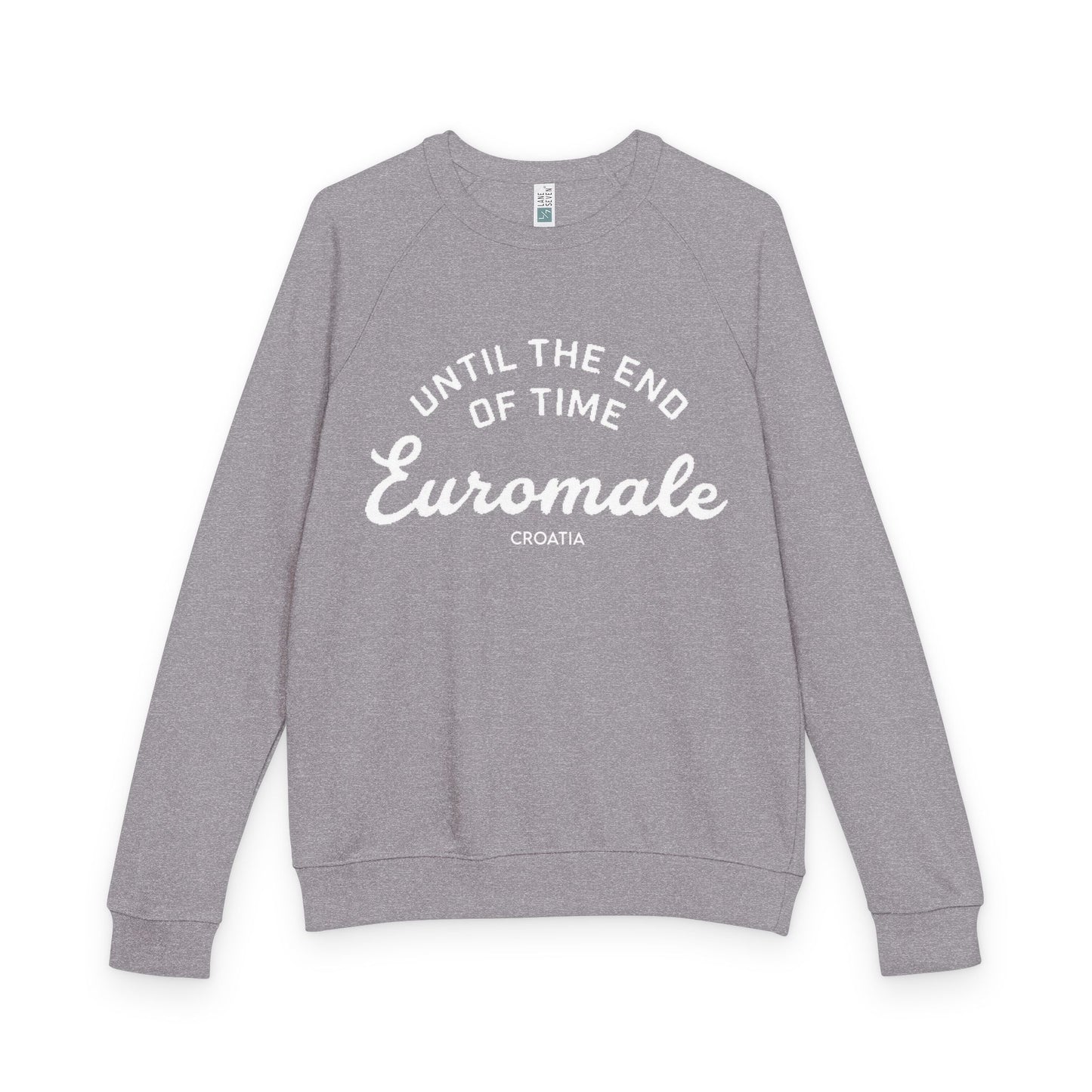 Printify Sweatshirt Graphite Heather / S Euro male "Until the End of Time" Men's Raglan