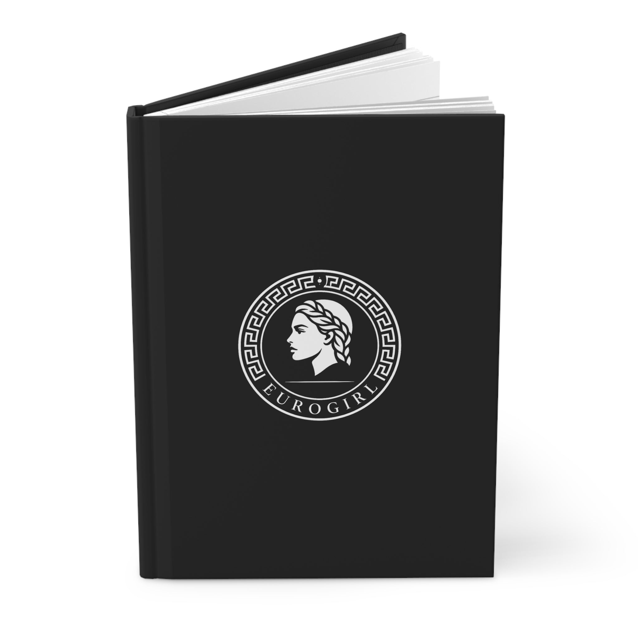Eurogirl Logo Hardcover Journal — "Eurogirls Aren't Going Anywhere" Matte Black Notebook