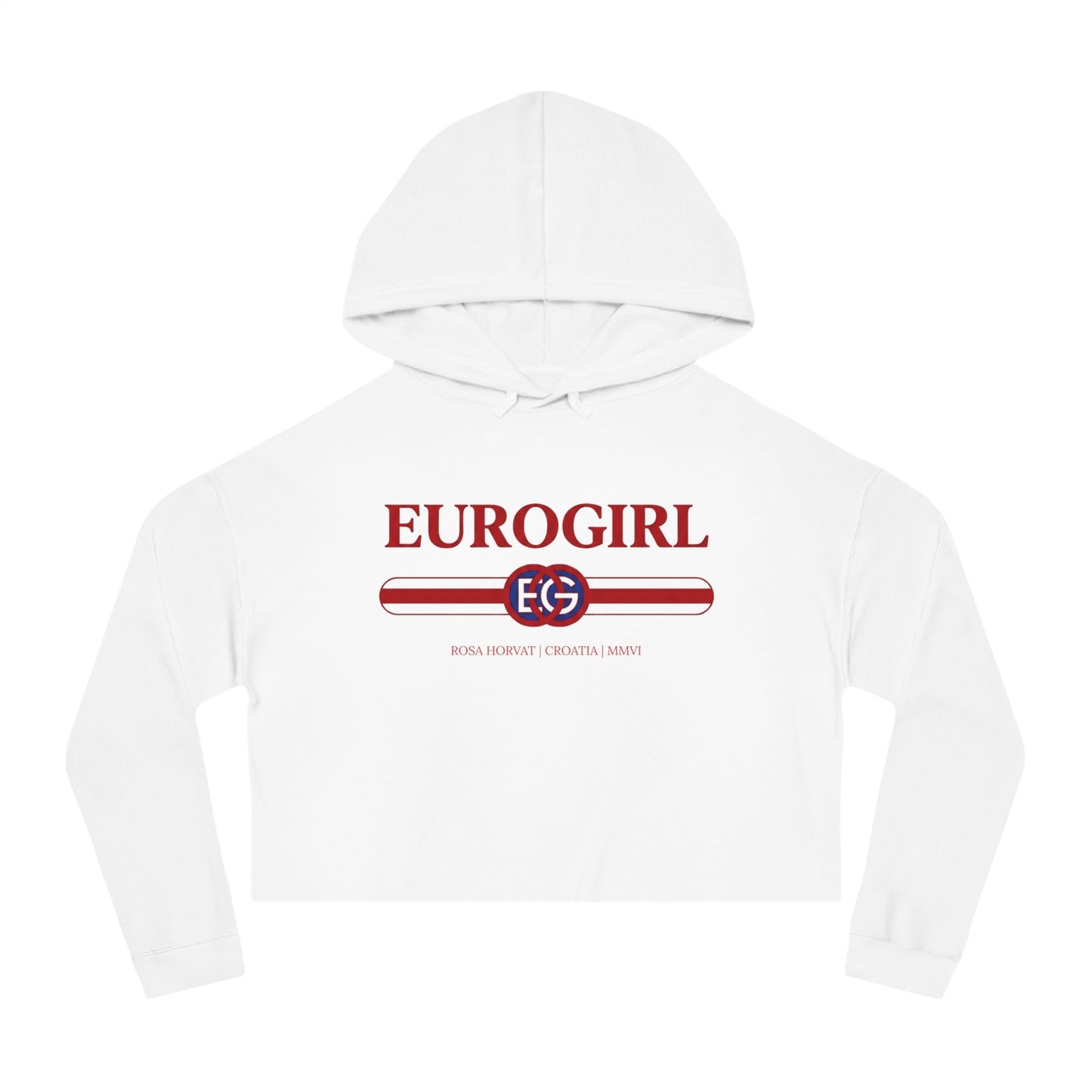 Printify Hoodie Euro Girl Red White and Blue Crop