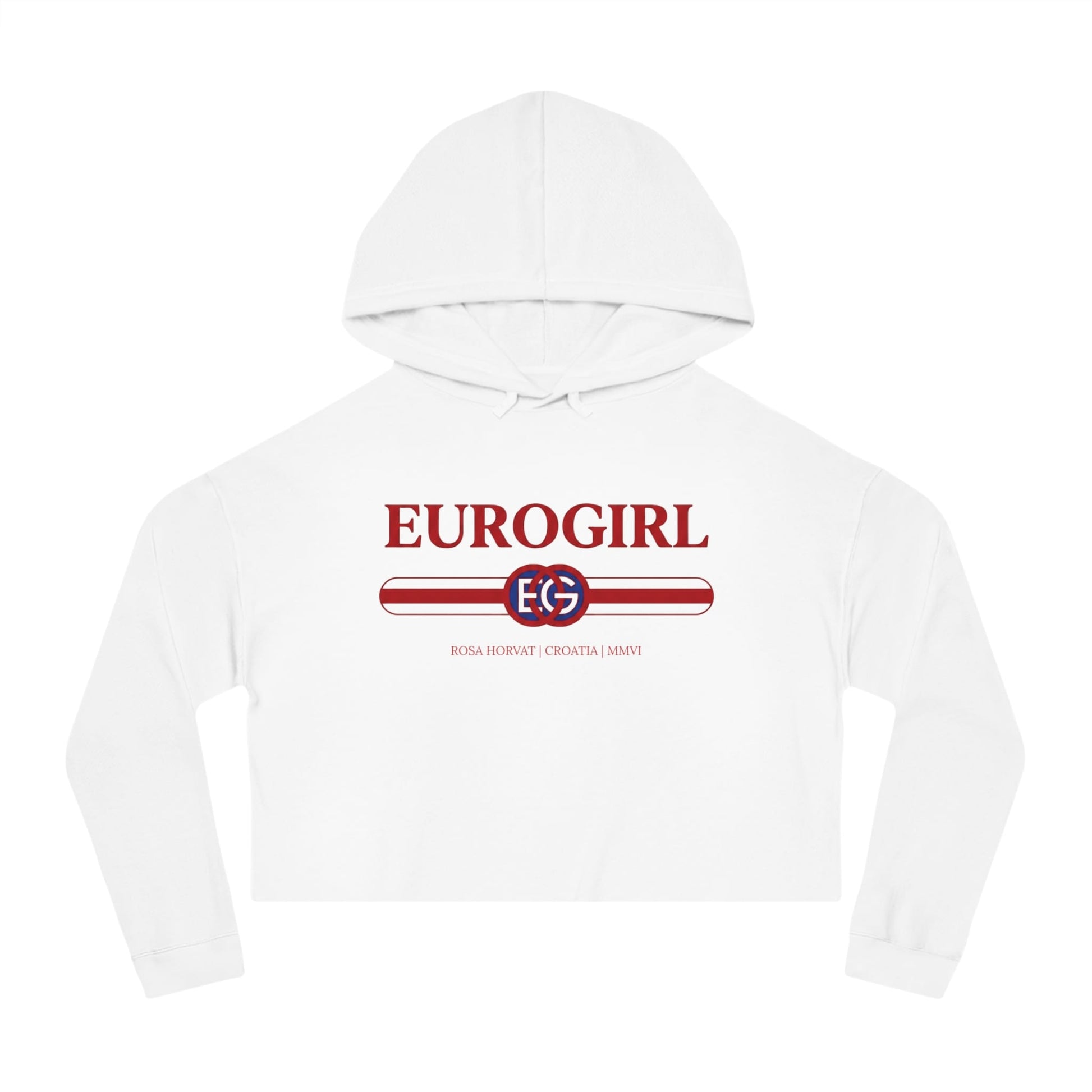 Printify Hoodie Euro Girl Red White and Blue Crop