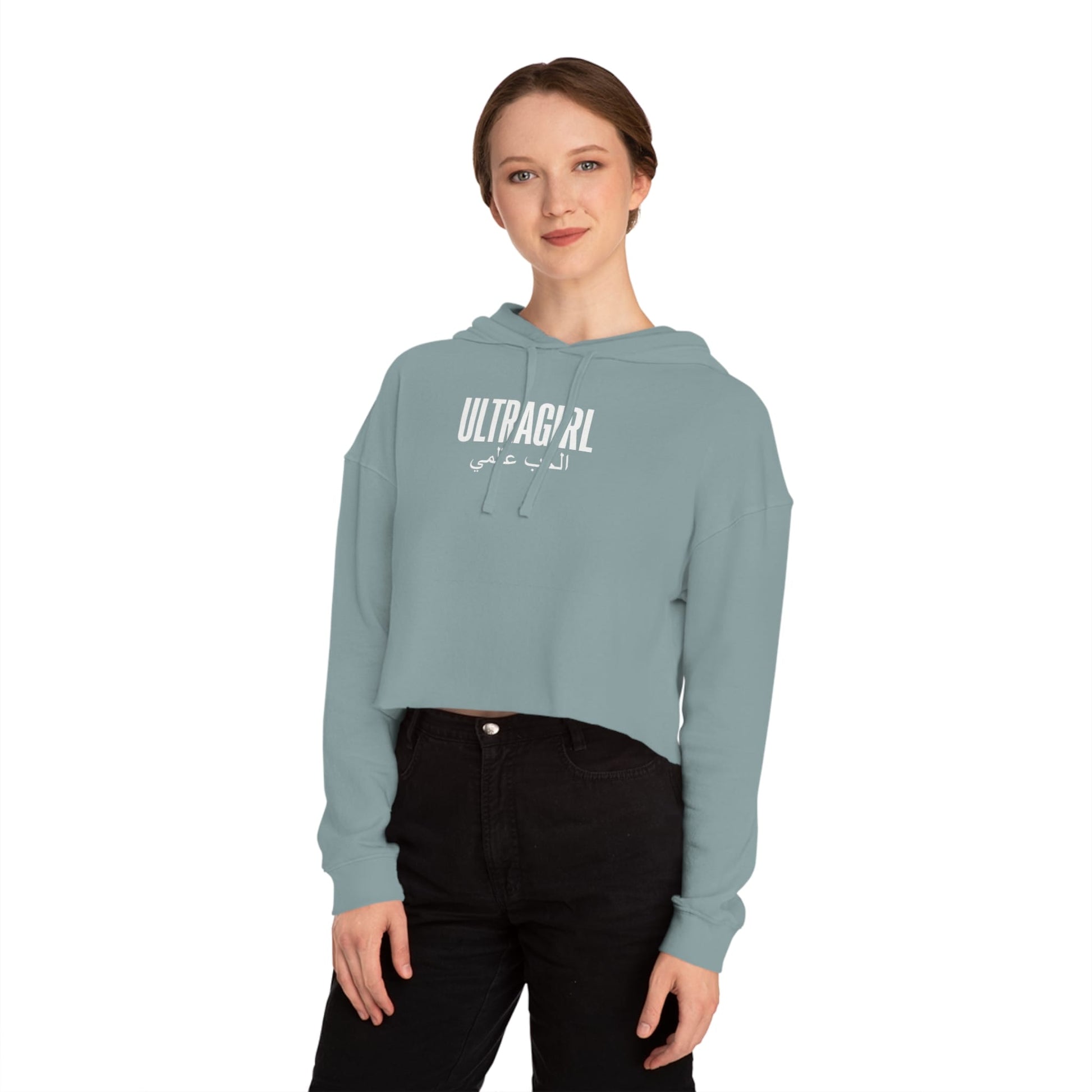 Printify Hoodie Ultra girl Cropped Hoodie International Love