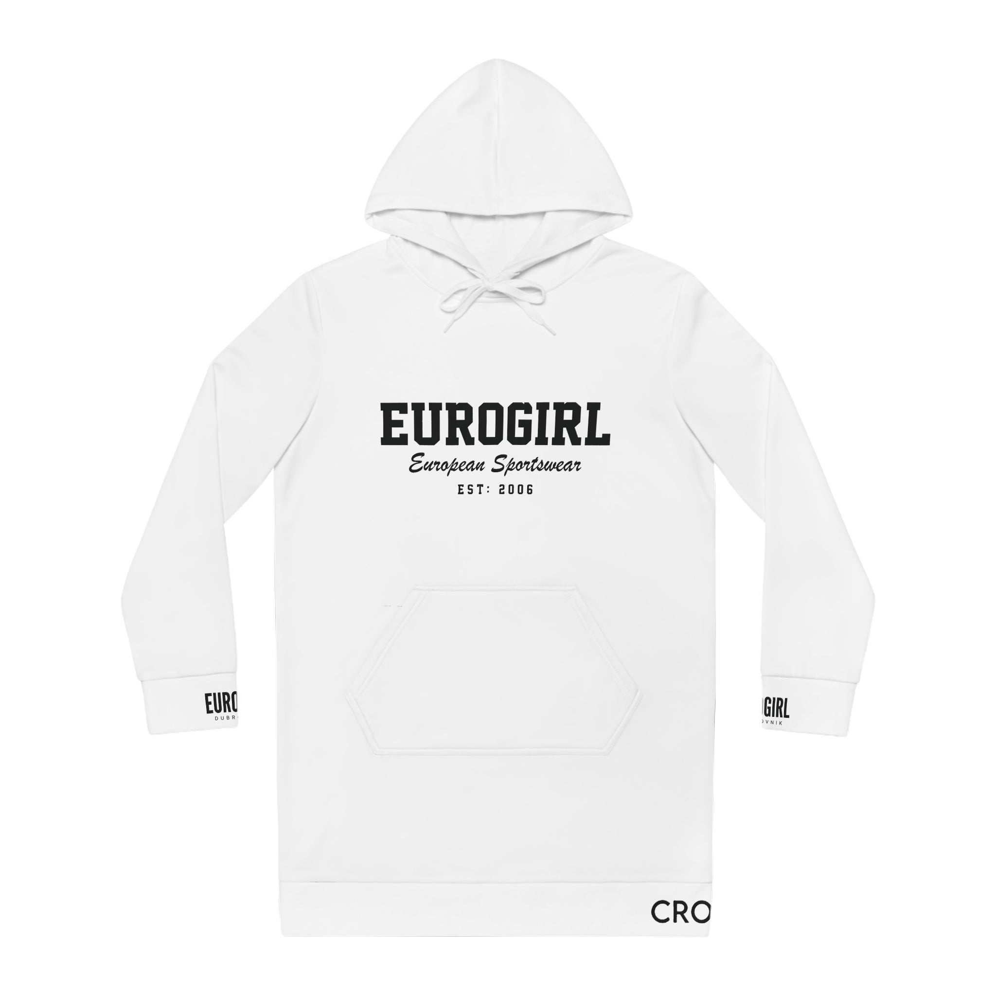 Eurogirl Hoodie Dress — 'EUROGIRL' Logo Long Pullover Dress