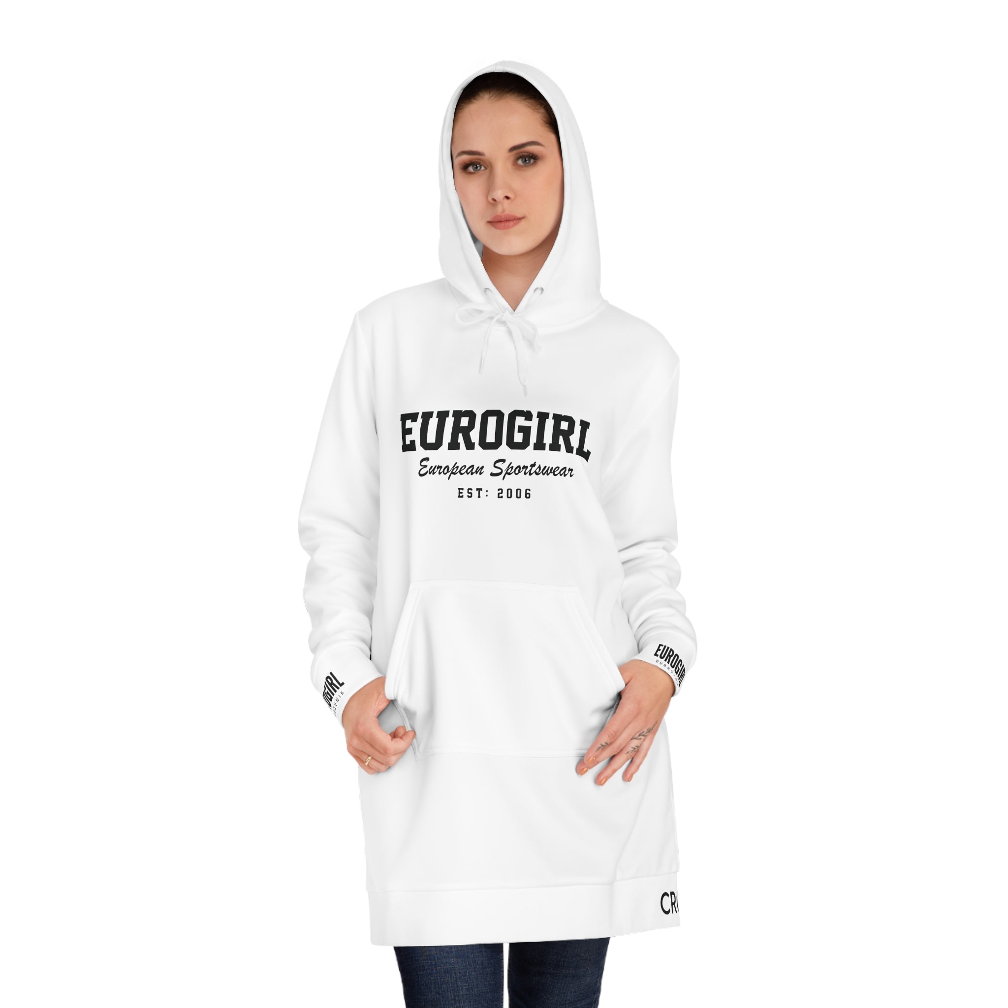 Eurogirl Hoodie Dress — 'EUROGIRL' Logo Long Pullover Dress