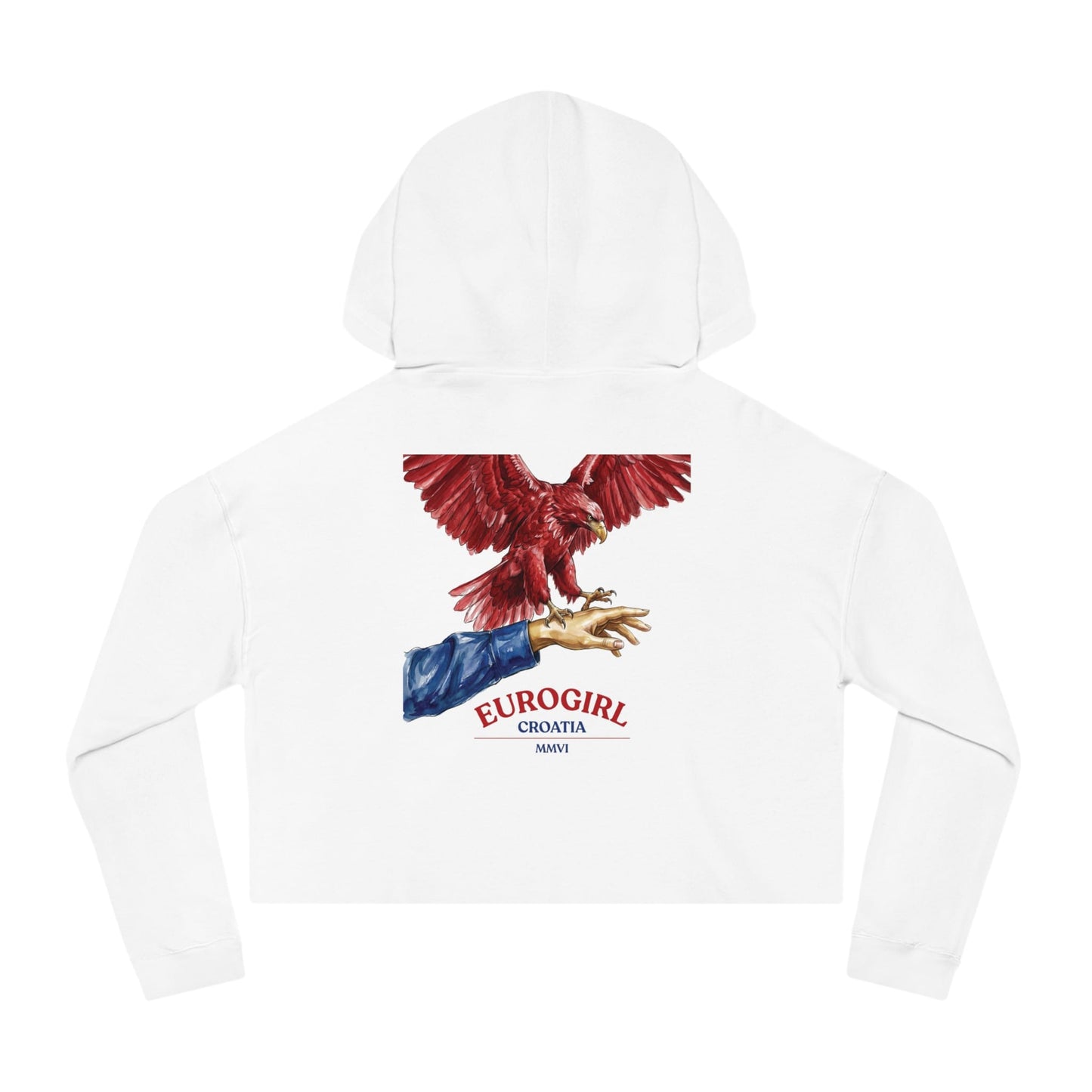 Printify Hoodie Euro Girl Red White and Blue Crop